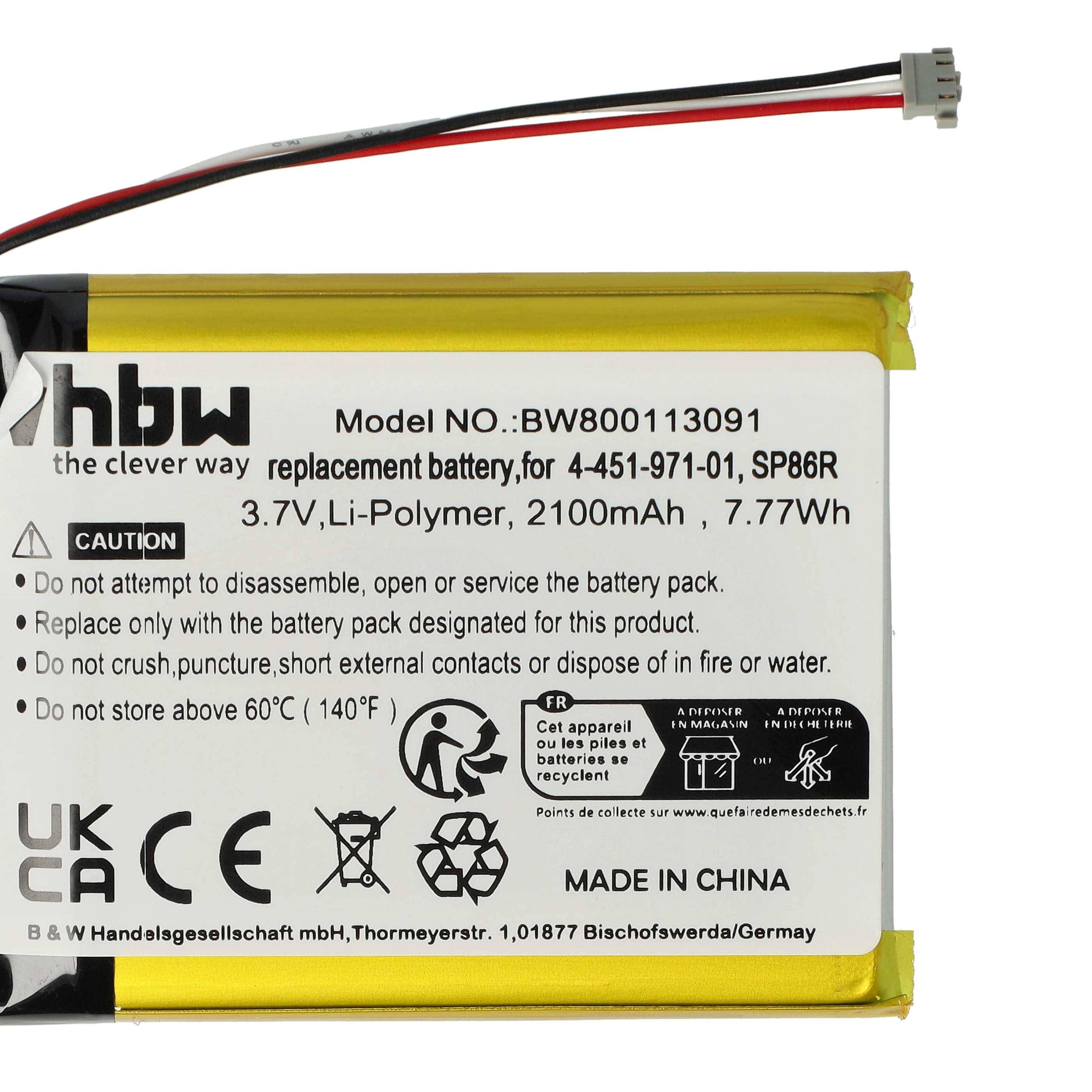 vhbw Akku kompatibel mit Sony PS Vita 2007, PSV2000C6742, PCH-2007, PSV2000 Spielekonsole (2100 mAh, 3,7 V, Li-Ion) - Ersatz für 4-451-971-01, SP86R