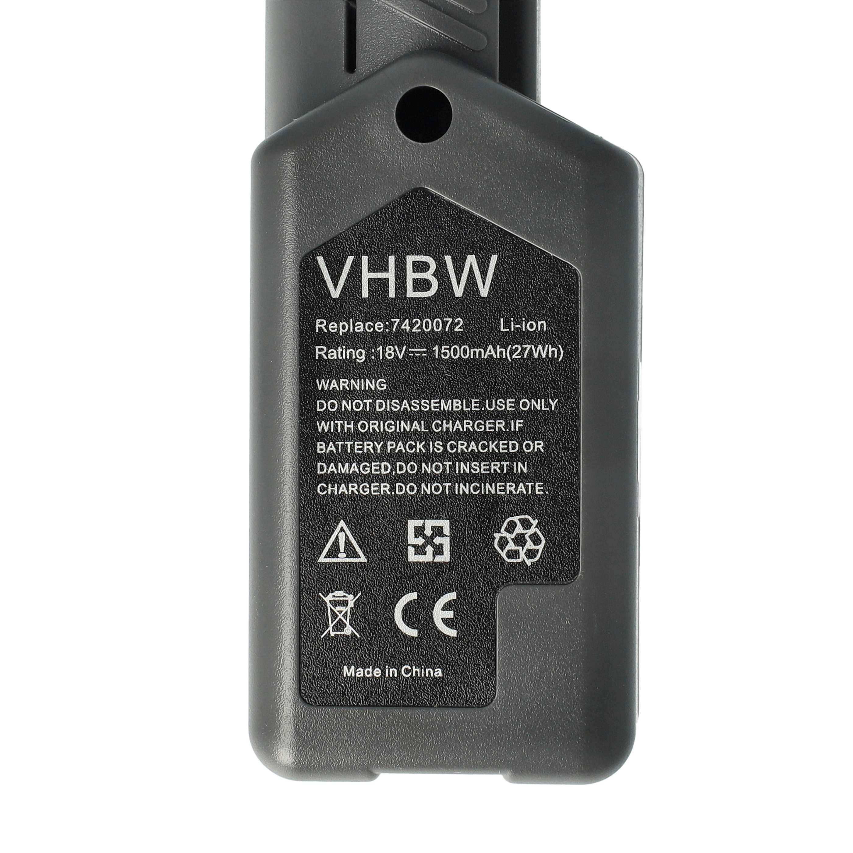 vhbw Akku kompatibel mit Wolf Garten GTB 815, HSA 45 V, GT 815 Rasentrimmer Elektrosense (1500mAh 18V Li-Ion)