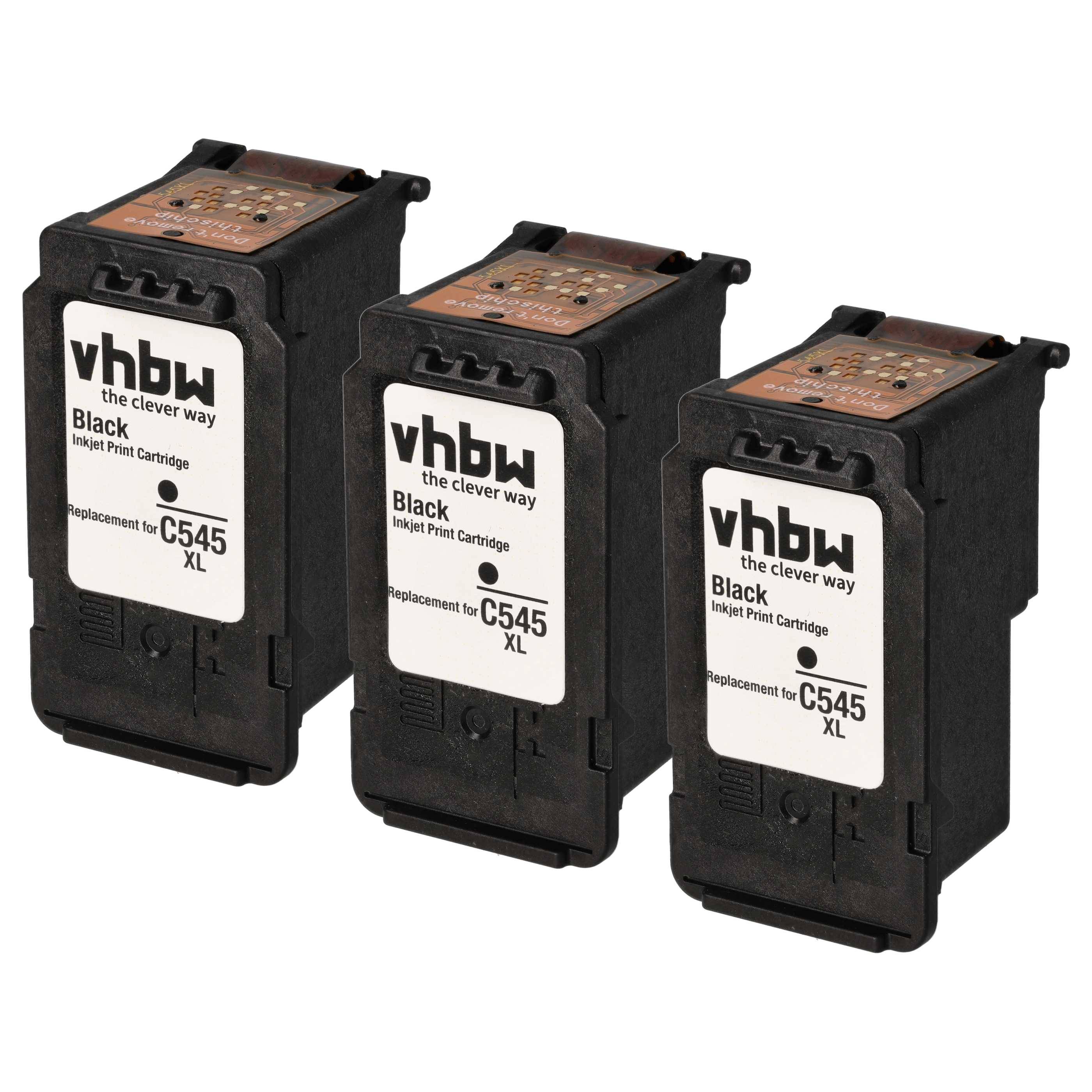 vhbw 3x Tintenpatronen kompatibel mit Canon Pixma MG3053 | MG3052, MG3051, MG3050, MX494, MG2950, MX495, MG2940 Drucker - Schwarz (Wiederaufgefüllt)