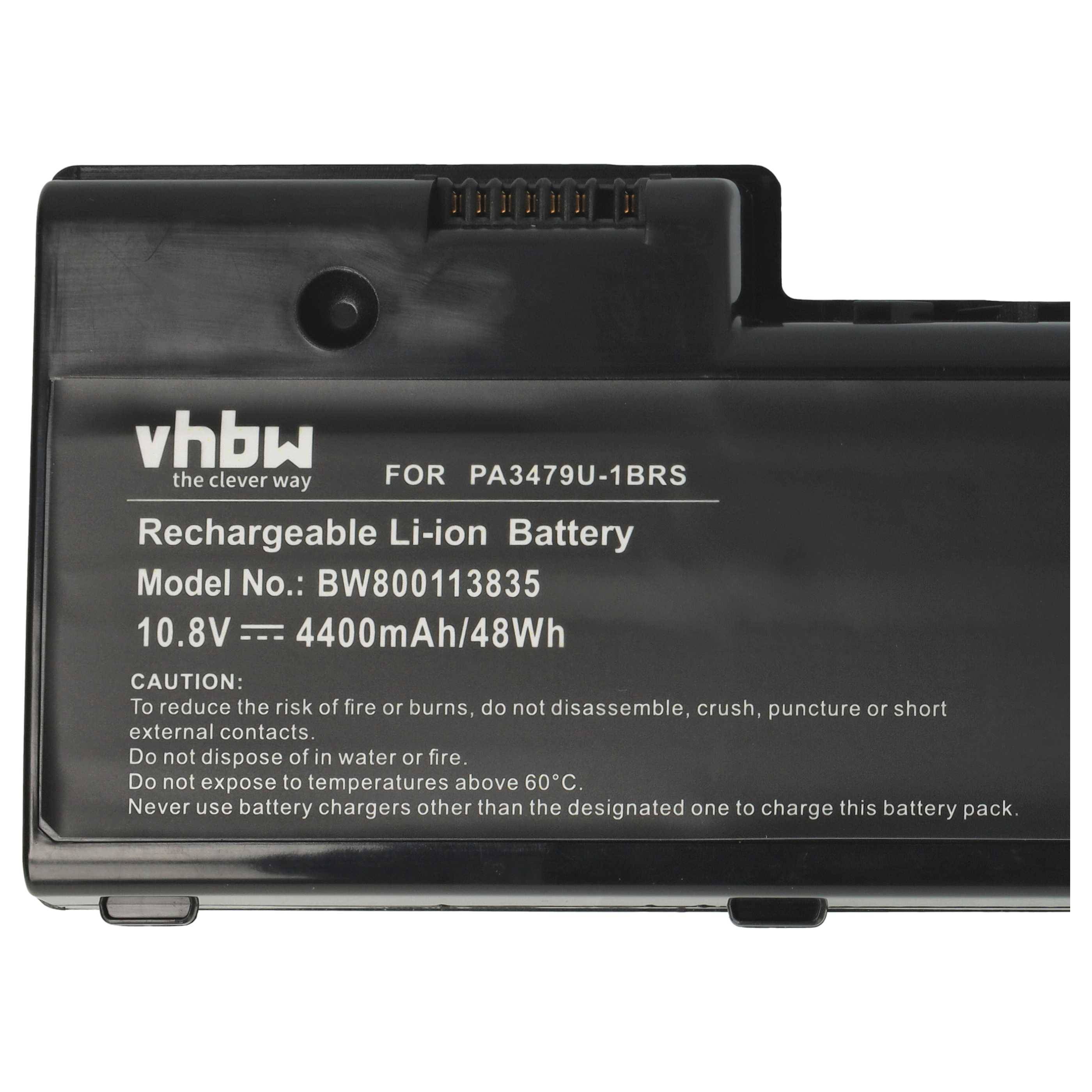 vhbw Akku kompatibel mit Toshiba Satellite P100-ST9762, P100-ST9772, P105-S6002, P105-S6004 Notebook (4400mAh, 10,8V, Li-Ion)