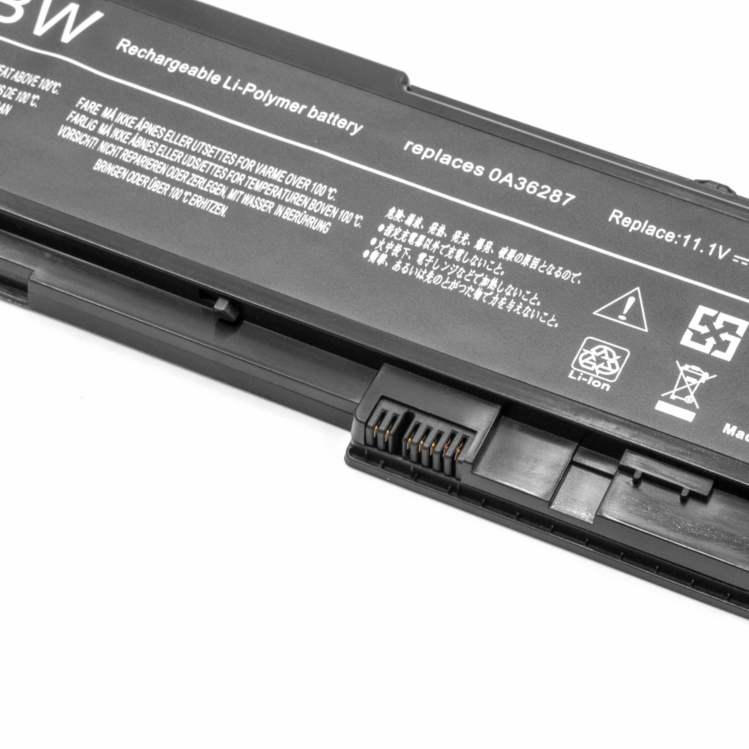 vhbw Akku Ersatz für Lenovo FRU 42T4847, ASM 42T4846, 45N1037, 45N1036 für Notebook (3600 mAh, 11,1 V, Li-Polymer)