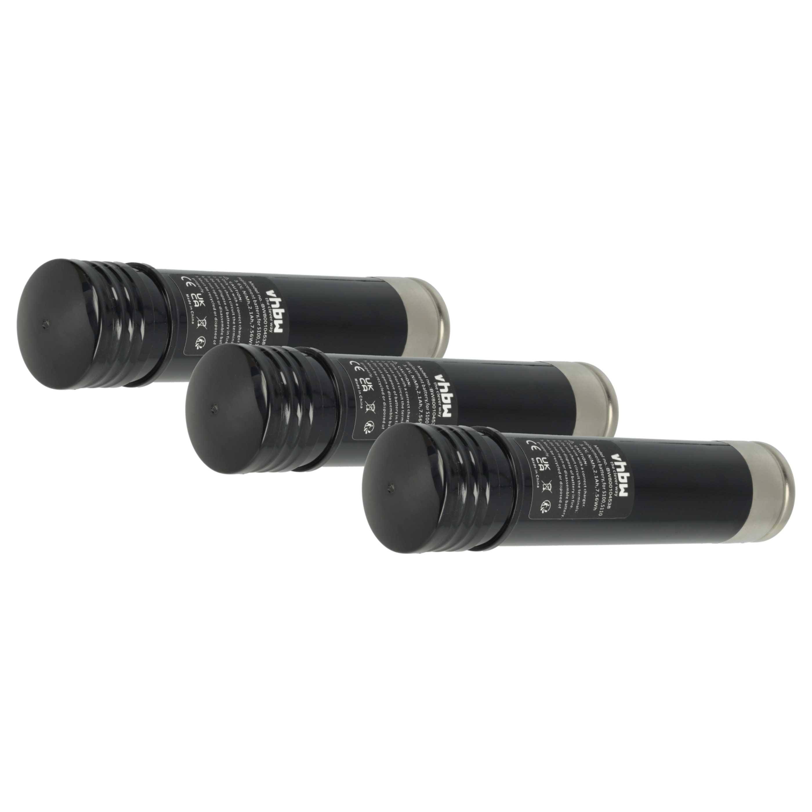 vhbw 3x Akku kompatibel mit Black & Decker Versapak VP321, VP3621, VP368, VP4000, VP4100 Elektrowerkzeug (2100 mAh, NiMH, 3,6 V)
