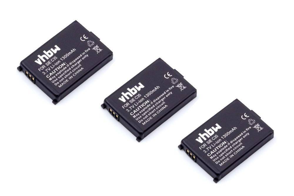 vhbw 3x Akku kompatibel mit Telekom Sinus 700m, 710, 700 schnurlos Festnetz Telefon (1300 mAh, 3,7 V, Li-Ion)