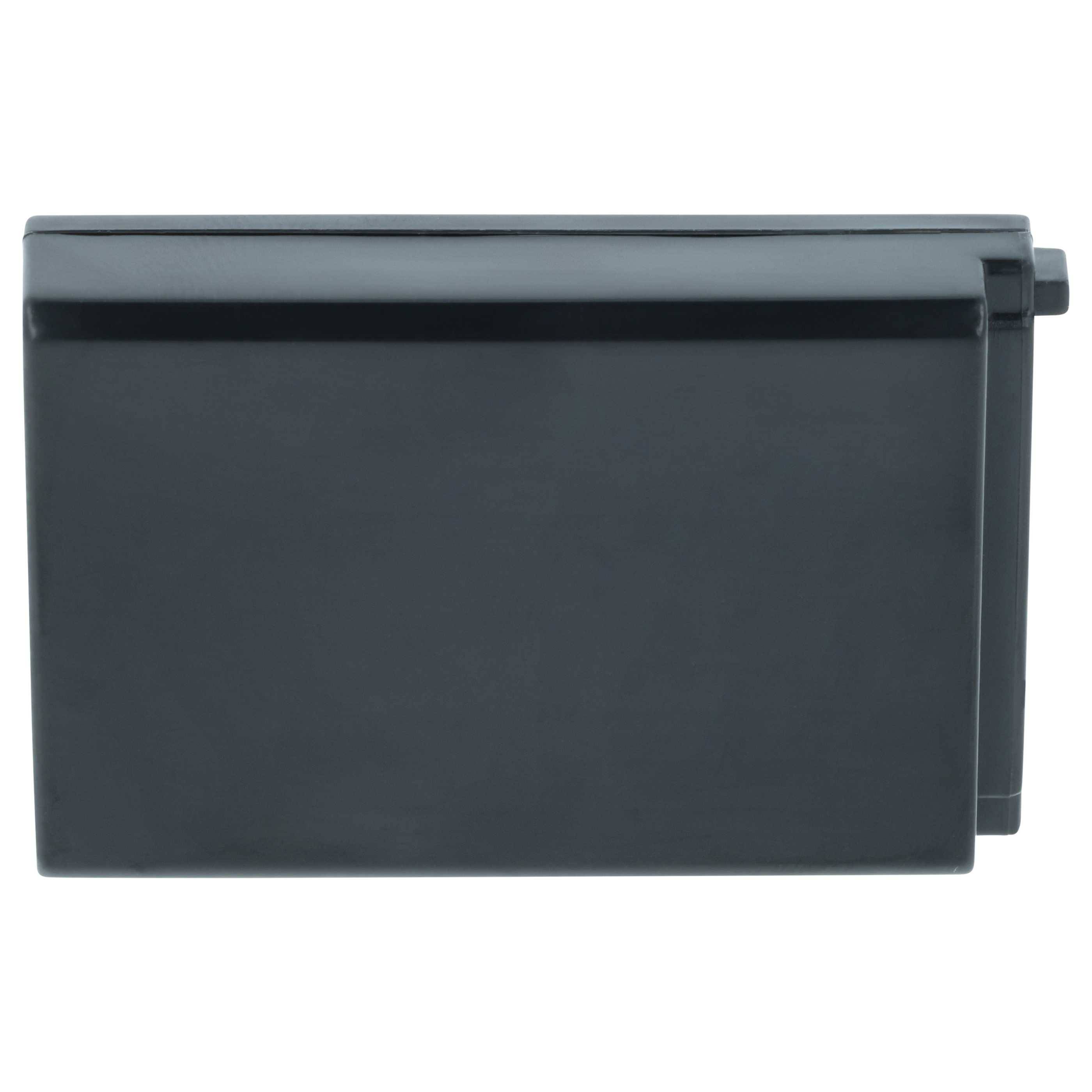 Ein dunkelgrauer Akkupack mit abgerundeten Ecken, höchstwahrscheinlich für ein tragbares Gerät.