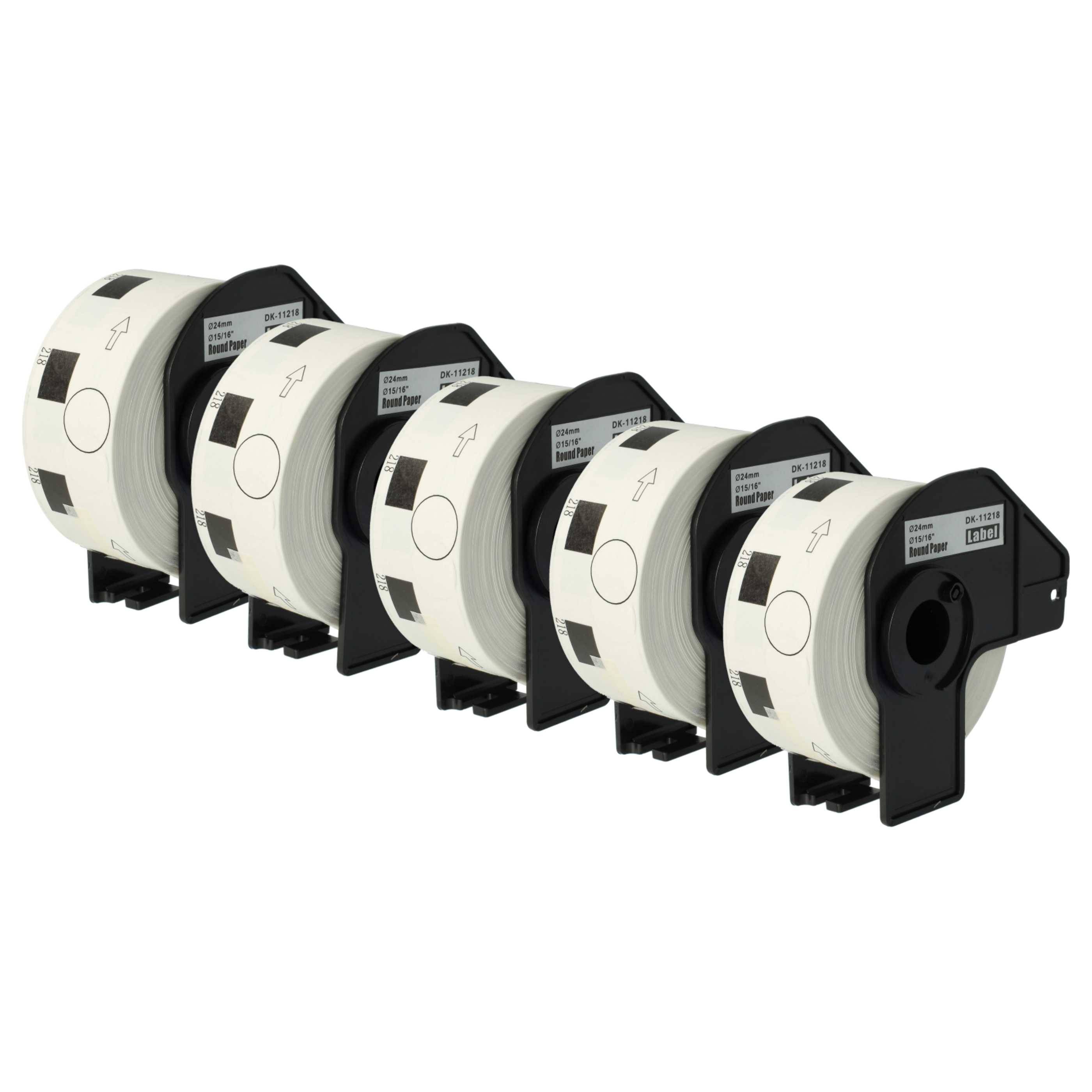 vhbw 5x Etiketten-Rolle mit Halter 24mm (1000 Etiketten) kompatibel mit Brother PT QL500BW, QL-500, QL-500A, QL500BS Etiketten-Drucker - Premium