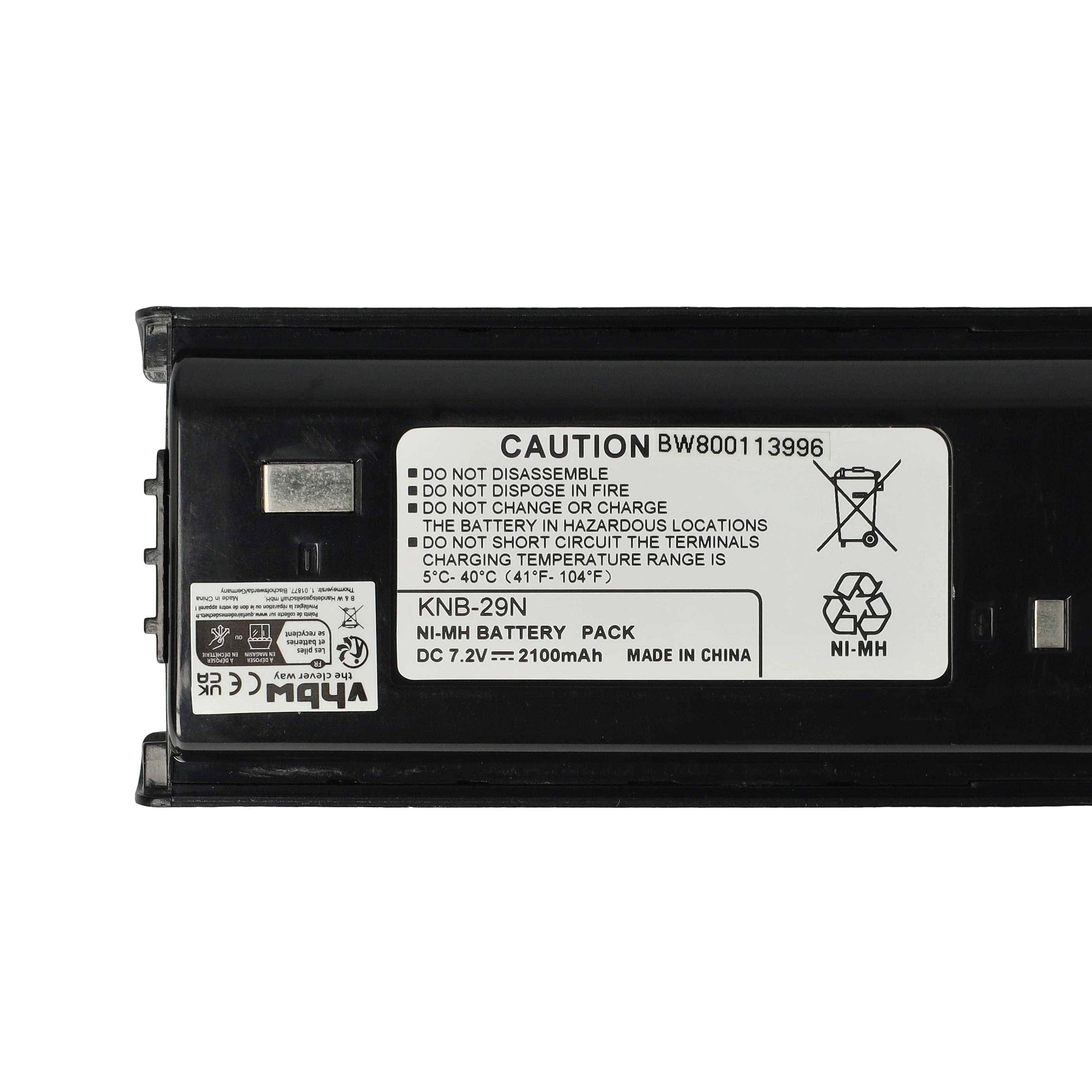 vhbw Akku kompatibel mit Kenwood NX-240, NX-340, NX-240V, NX-340U, TH3212, TK-2200 Funkgerät, Walkie Talkie (2100mAh, 7,2V, NiMH)