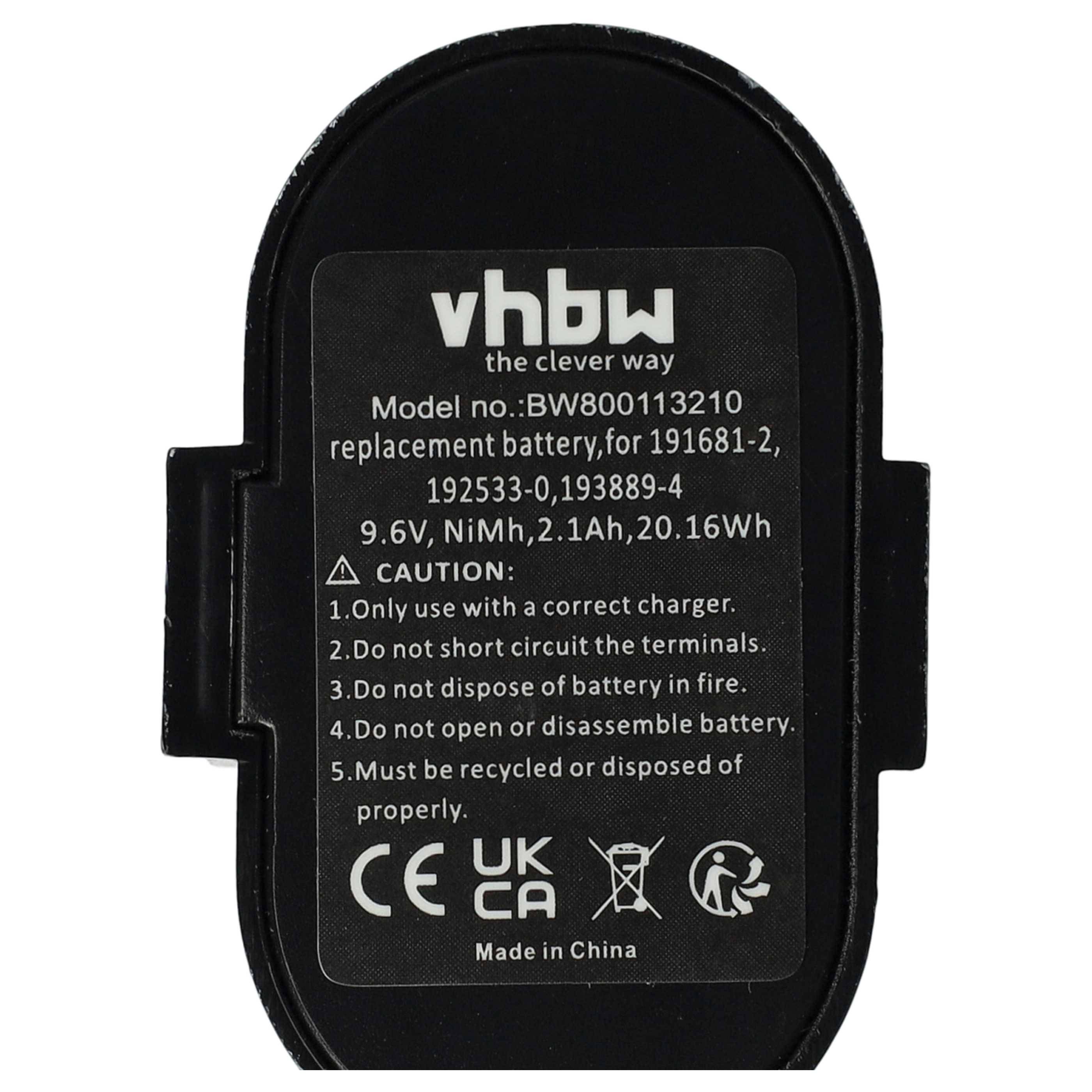 vhbw 2x Akku kompatibel mit Makita 6900D, 6900DW, 6891D, 6891DW, 8400D, 6096DWE, 6096DWLE, 8400 Werkzeug (2100 mAh, NiMH, 9,6 V)
