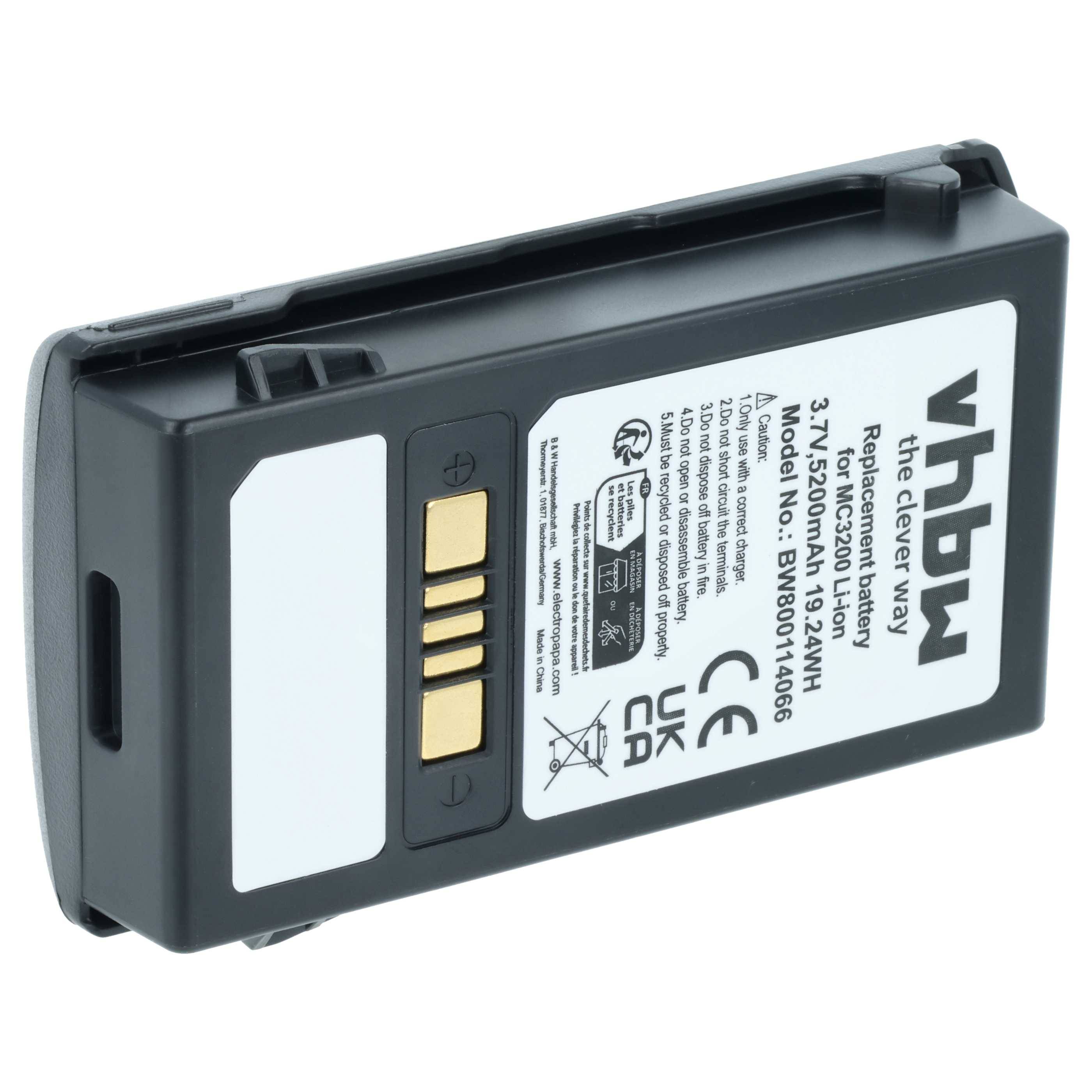 Schwarzer wiederaufladbarer VHBW 3,7V Lithium-Akkupack mit vergoldeten Steckerkontakten und Produktetikett.