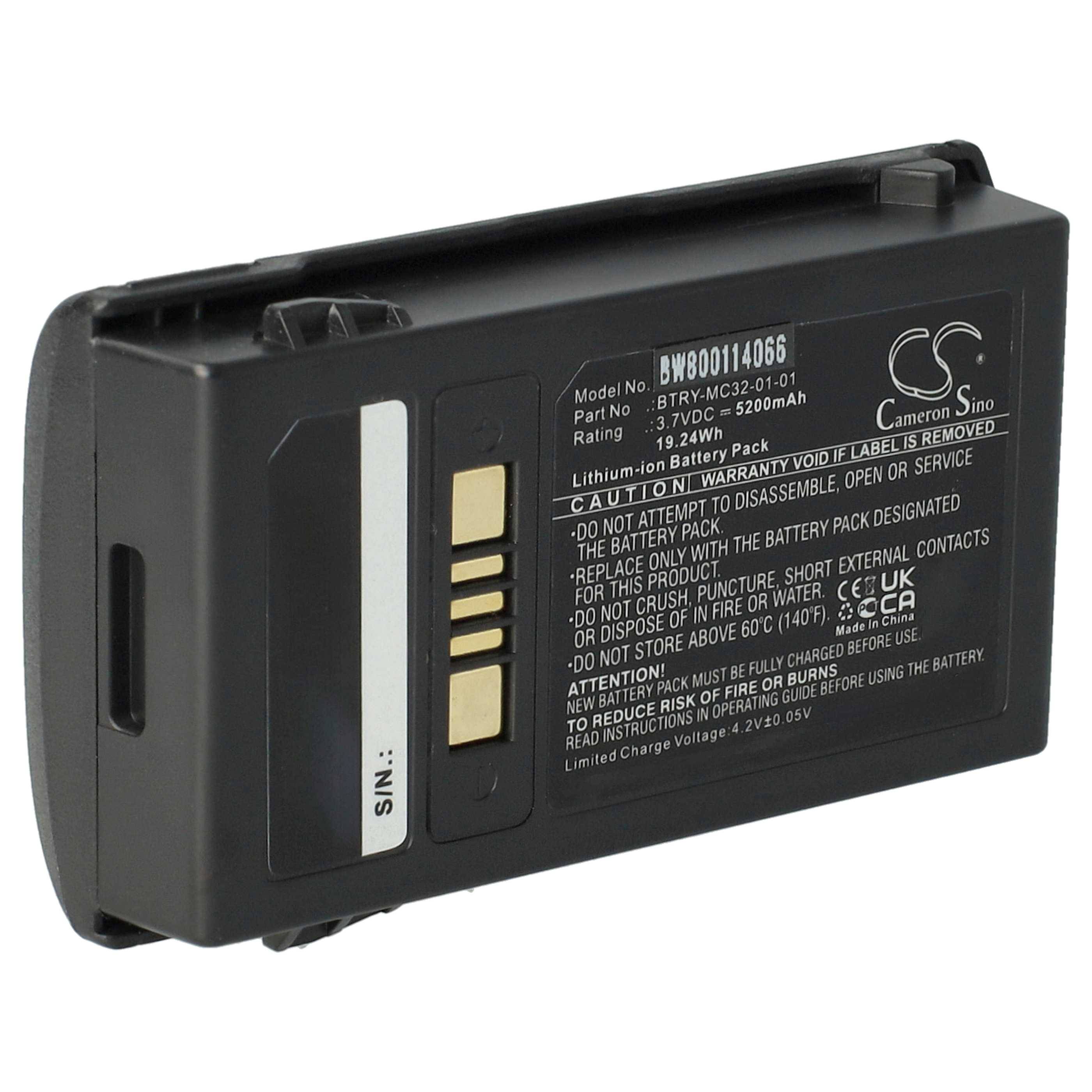 vhbw Akku kompatibel mit Motorola Symbol MC3200, MC32N0 Barcodescanner POS (5200 mAh, 3,7 V, Li-Ion)