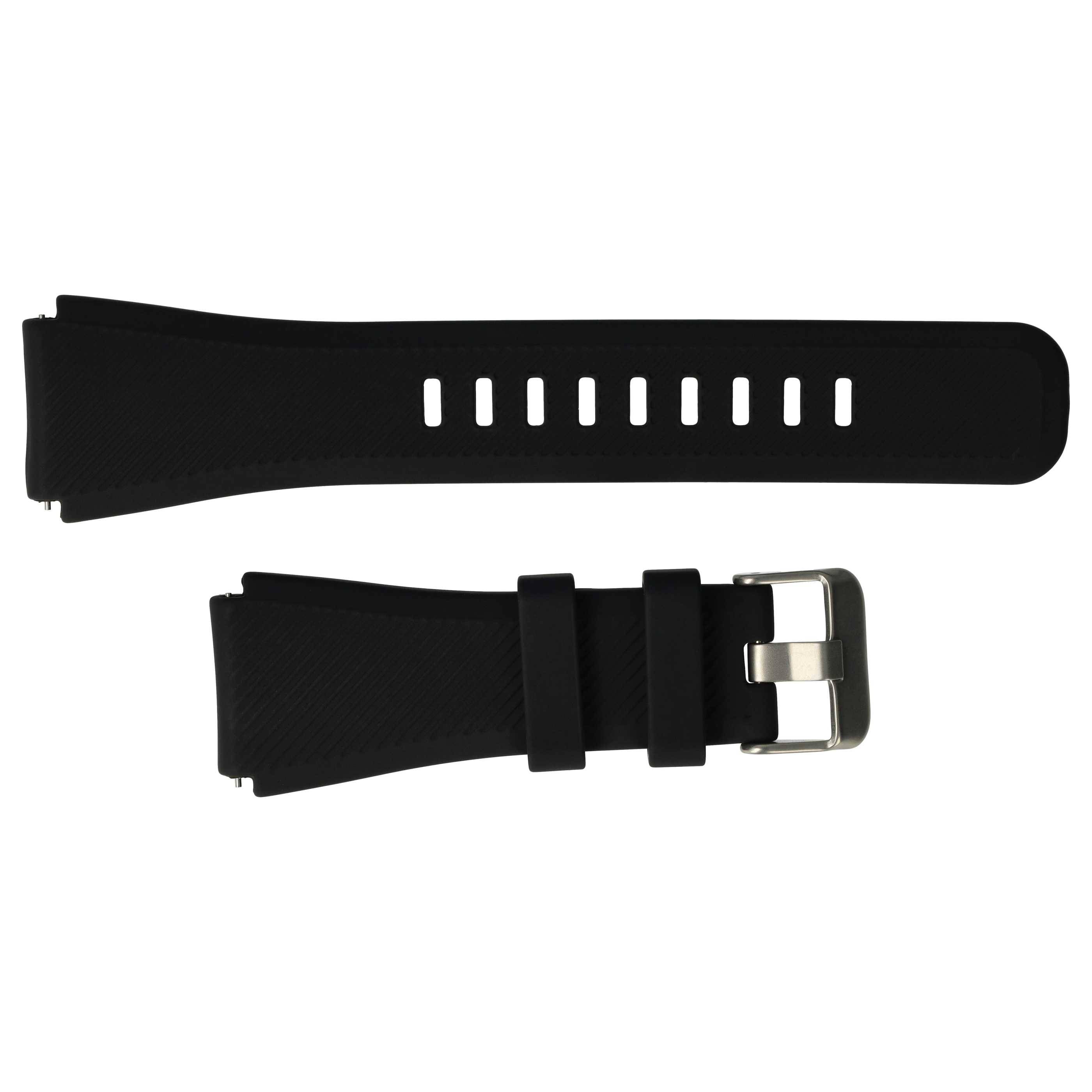 vhbw Ersatz Armband kompatibel mit Samsung Gear S3 Classic SM-R770, S3 SM-R760 Fitnessuhr, Smartwatch - 13cm + 8,3 cm Silikon schwarz