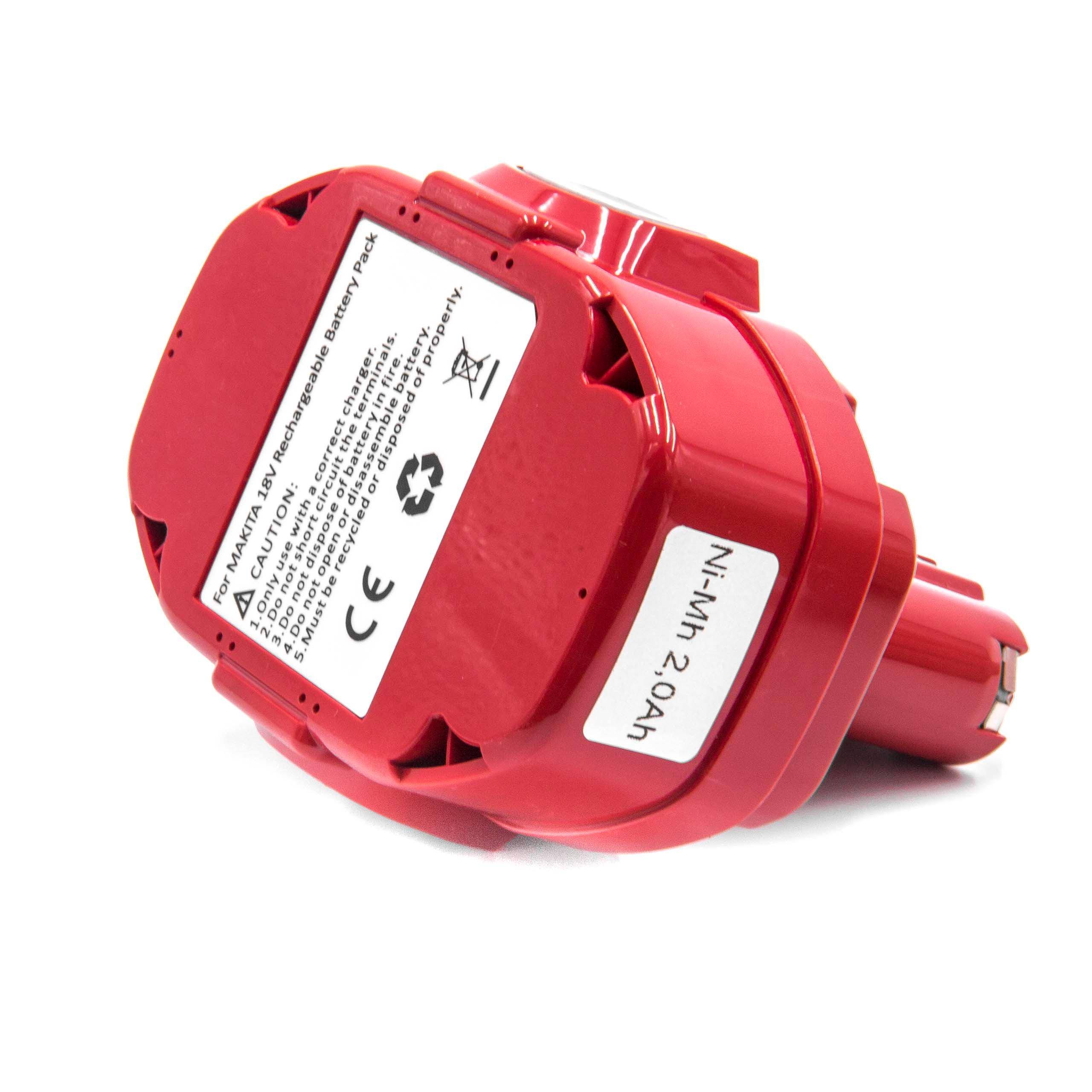 vhbw Akku kompatibel mit Makita 6343DWDE, 6347D, 6343DWFE, 6347DWDE, 6347DWAE, 6349DWDE, 6347DWFE Werkzeug (2000 mAh, NiMH, 18 V)