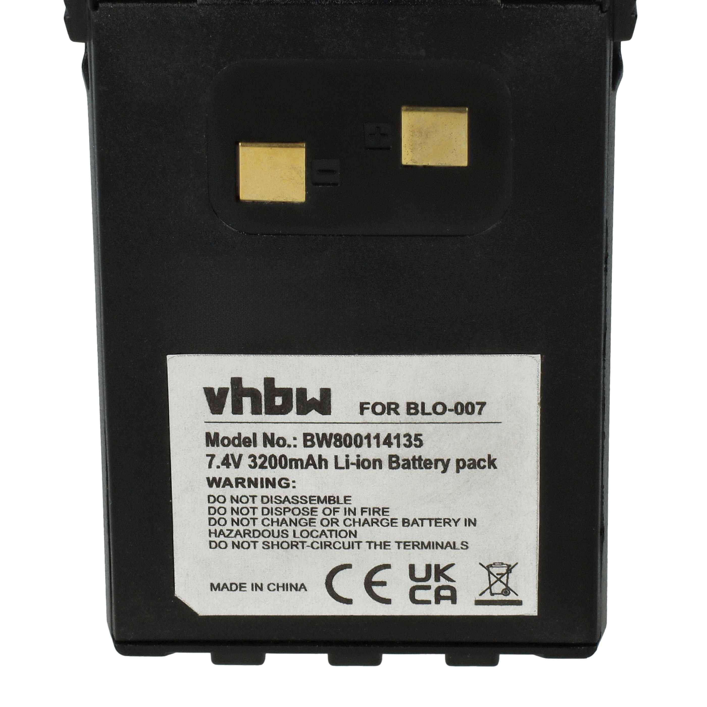vhbw Akku kompatibel mit Wouxun KG-UVD1P, KG-UV6D, KG-UVD1 Funkgerät, Walkie Talkie (3200 mAh, 7,4 V, Li-Ion) + Gürtelclip