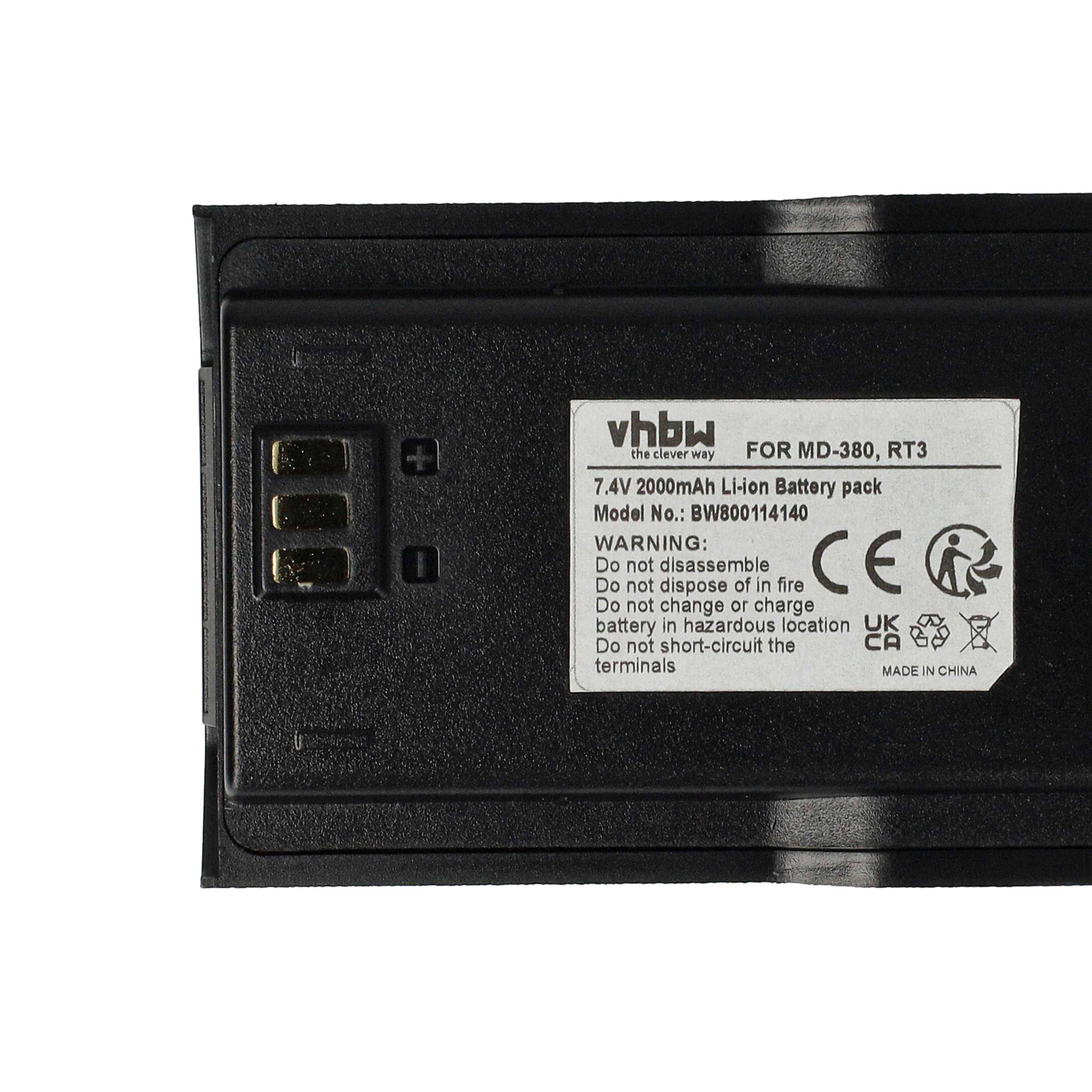 vhbw Akku Ersatz für RT3 für Funkgerät, Walkie Talkie (2000 mAh, 7,4 V, Li-Ion)