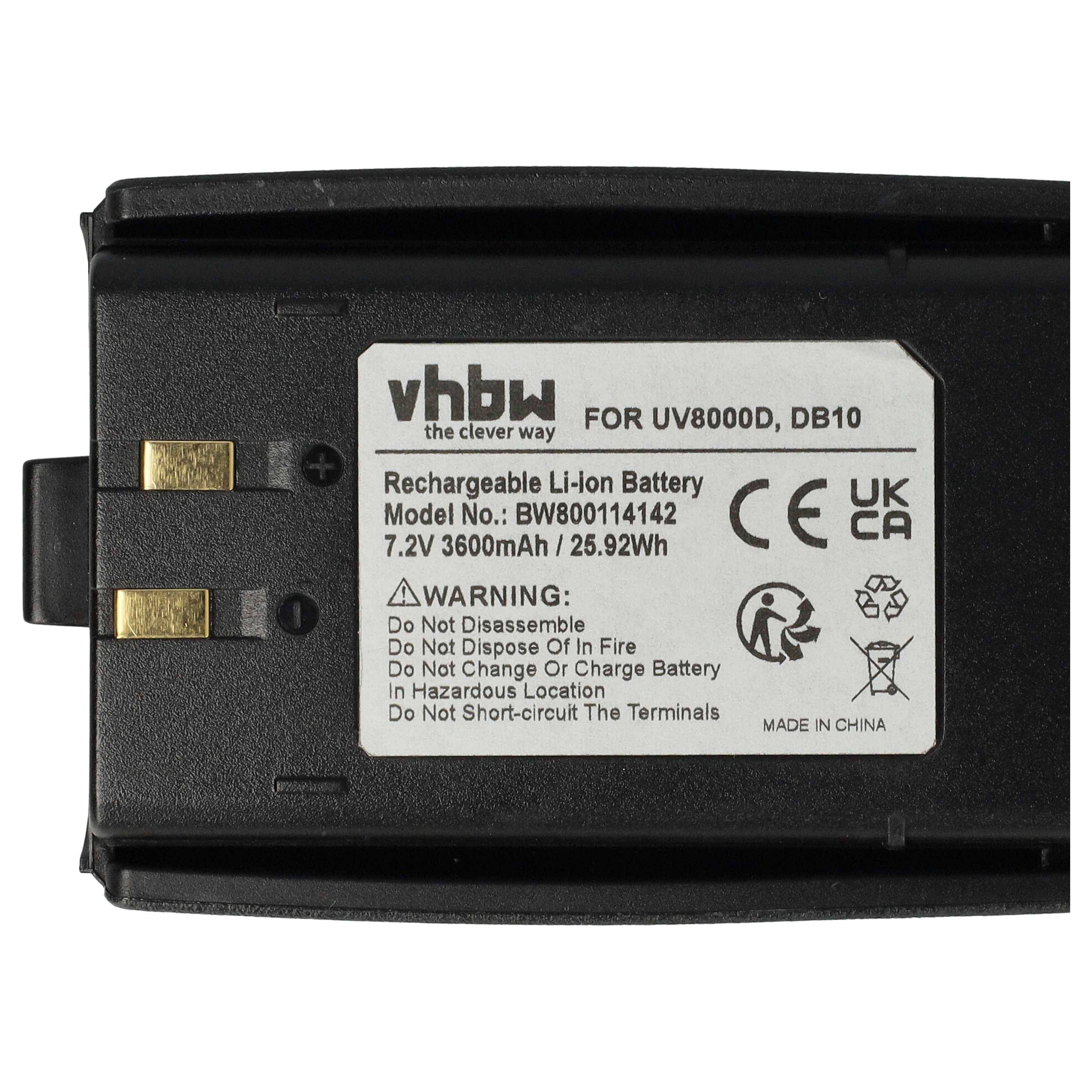 vhbw Akku kompatibel mit Polmar DB-10 Transceiver Funkgerät, Walkie Talkie (3600 mAh, 7,2 V, Li-Ion)