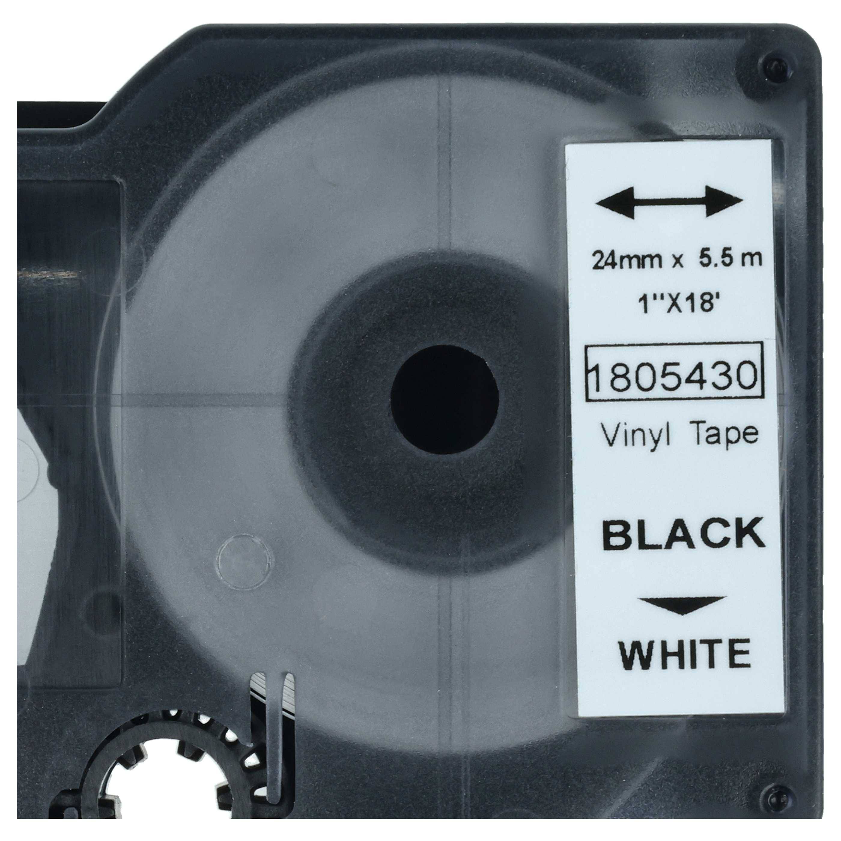 vhbw Schriftband-Kassette kompatibel mit Dymo RhinoPro 6000 | 5000, 3000, ILP 219 Etiketten-Drucker 5,5m x 24mm Schwarz auf Weiß, Vinyl