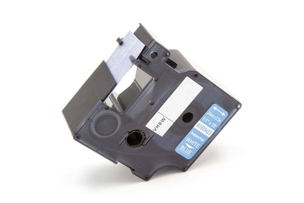 vhbw Schriftband-Kassette kompatibel mit Dymo RhinoPro 6000, 5000, 3000, ILP 219 Etiketten-Drucker 5,5m x 24mm Weiß auf Blau, Vinyl