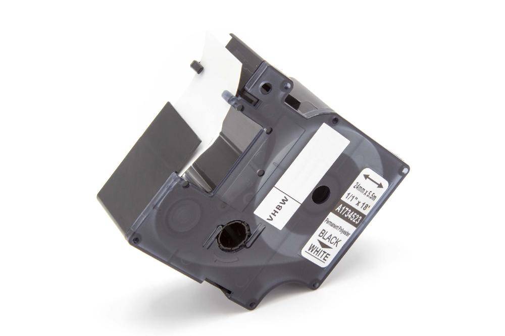 vhbw Schriftband-Kassette kompatibel mit 3M PL300 | PL100, PL200 Etiketten-Drucker 5,5m x 24mm Schwarz auf Weiß, Polyester