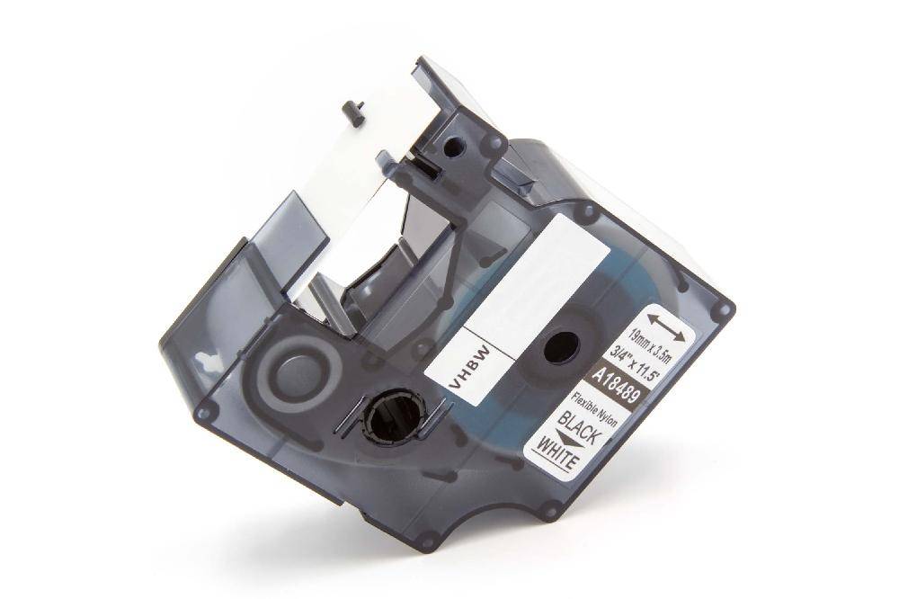 vhbw Schriftband-Kassette kompatibel mit 3M PL300 | PL100, PL200 Etiketten-Drucker 3,5m x 19mm Schwarz auf Weiß, Nylon