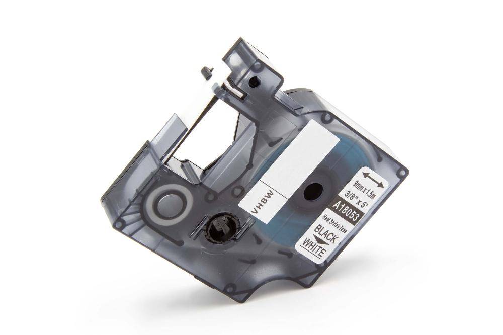 vhbw Schriftband-Kassette kompatibel mit Dymo Rhino 6000, 5200, ILP 219, 4200 Etiketten-Drucker Schwarz auf Weiß, Schrumpfschlauch-Kassette, 9 mm