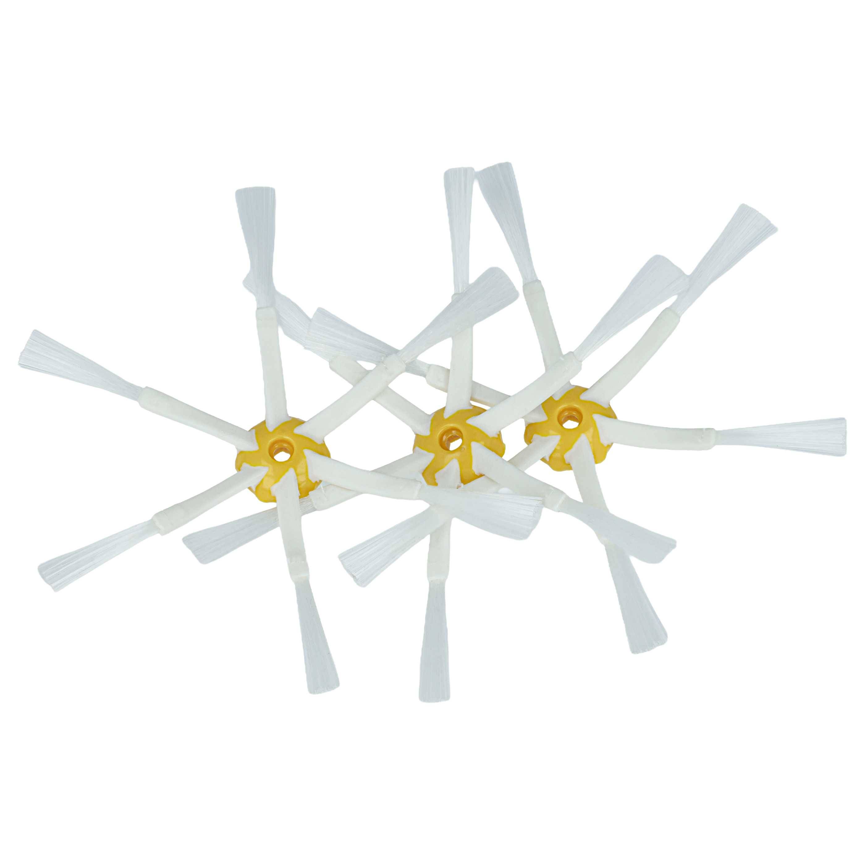 Weiße Kunststoffpropeller mit gelben Naben in einem Kreuzsmustermuster auf hellem Hintergrund.