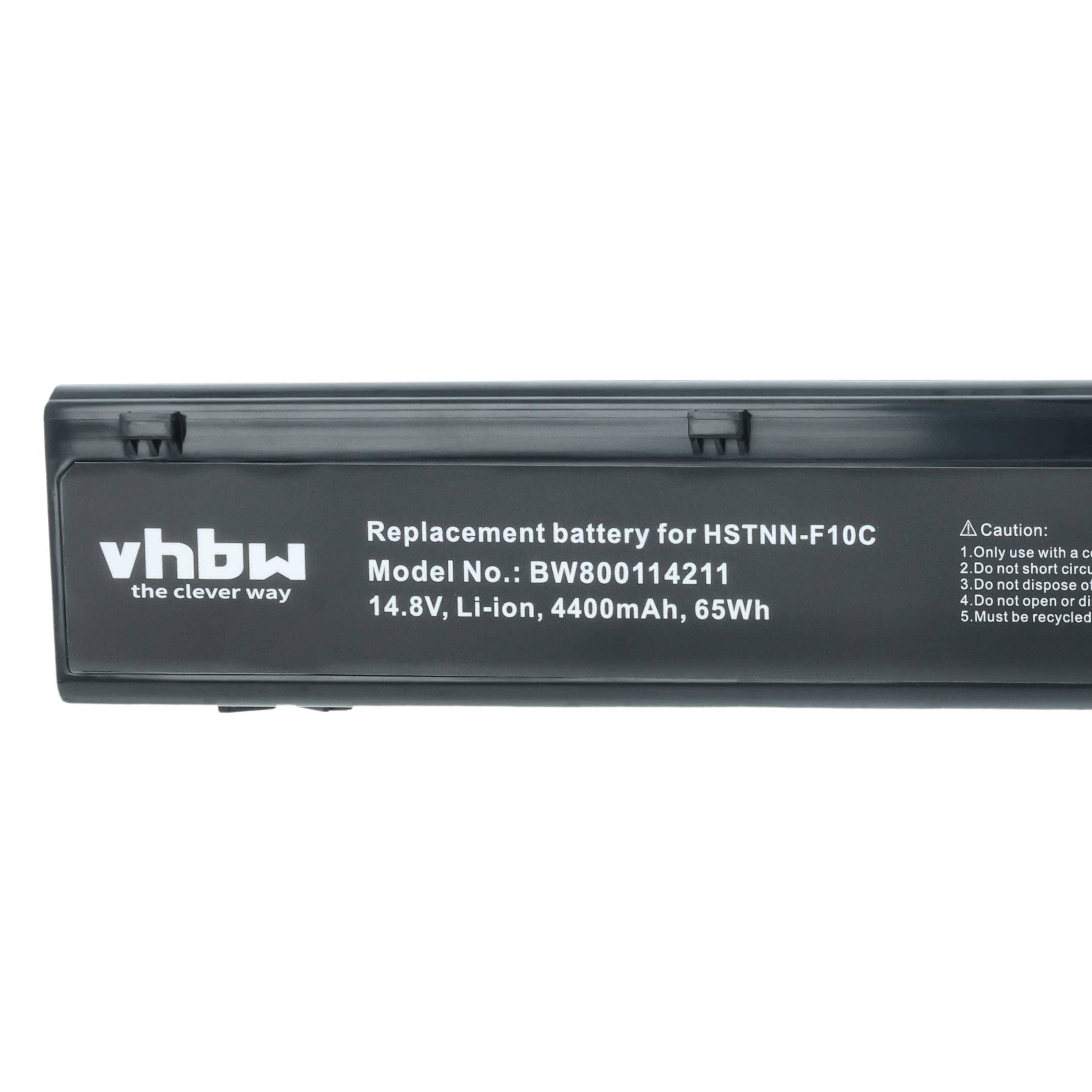 Ersatzbatterie für HSTNN-F10C, Modell BW80011421, 14,8V, 4400mAh, 65Wh, mit Sicherheitshinweisen auf der Seite.