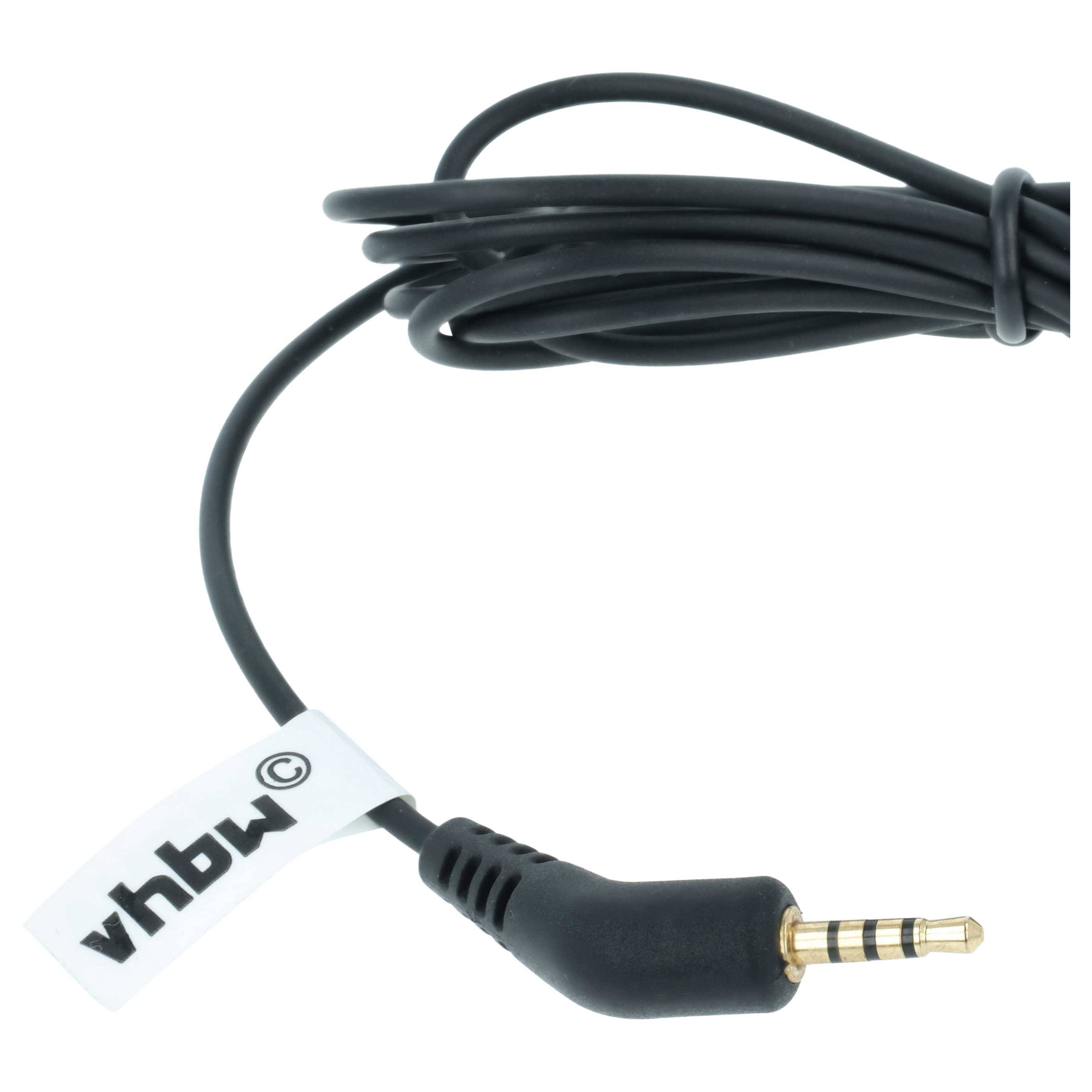 Aufgerolltes schwarzes 3,5-mm-Audiokabel mit Winkelstecker und „vhbw