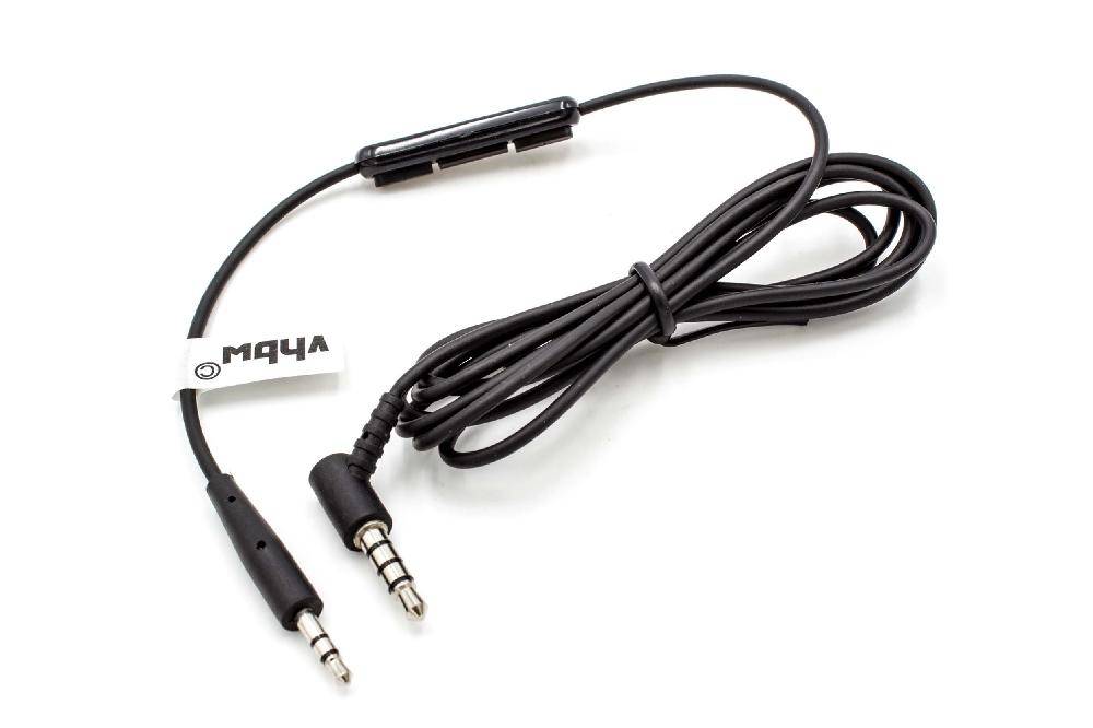 vhbw Audio AUX Kabel kompatibel mit Bose OE2i, OE2 Kopfhörer - Audiokabel 3,5 mm Klinkenstecker, Mikrofon, Rufannahme-Taste, 120 cm Schwarz