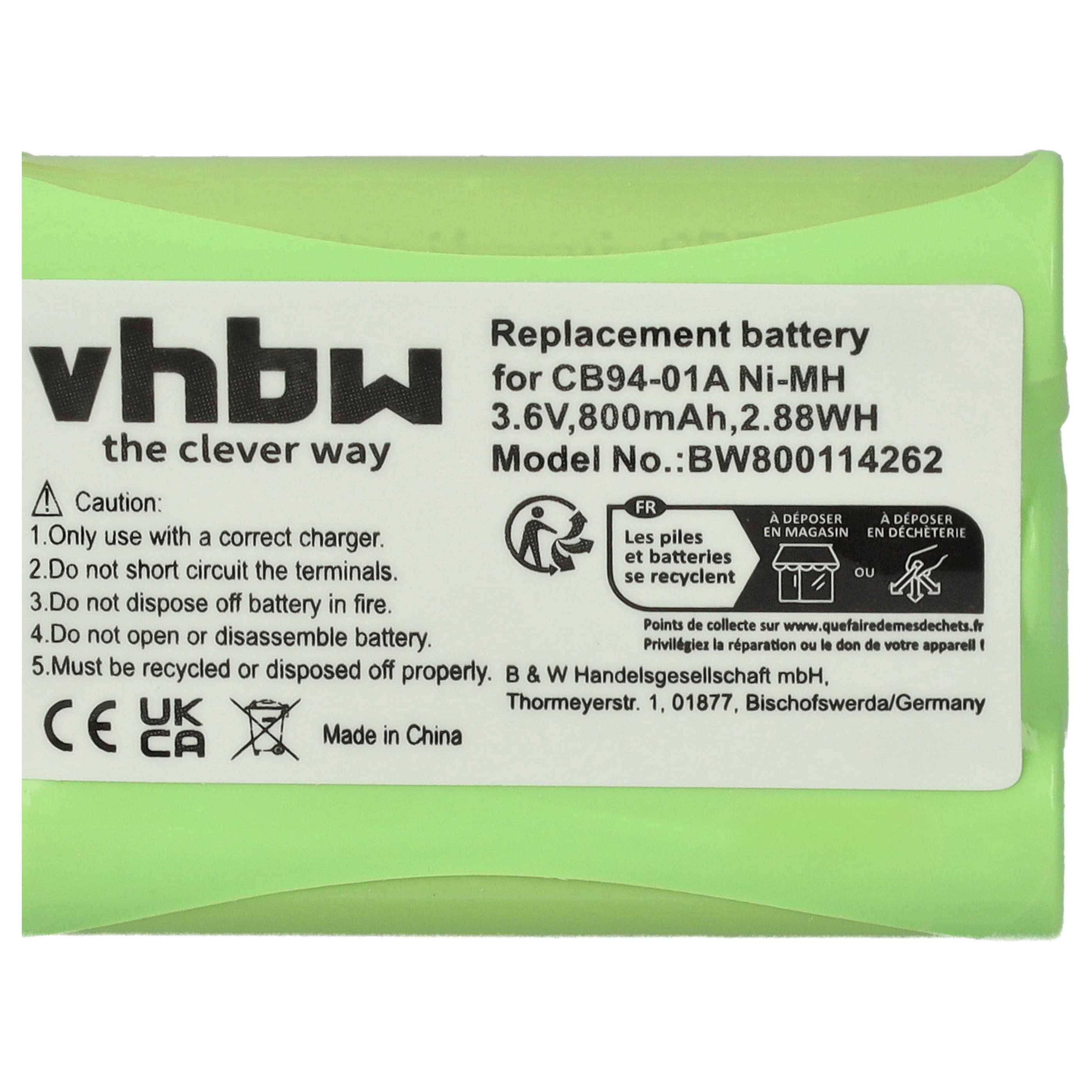 vhbw 1x Akku kompatibel mit Motorola MBP33, MBP18, MBP18PU, MBP26, MBP26PU, MBP27T Babyphone Babytalker (800 mAh, 3,6 V, NiMH)