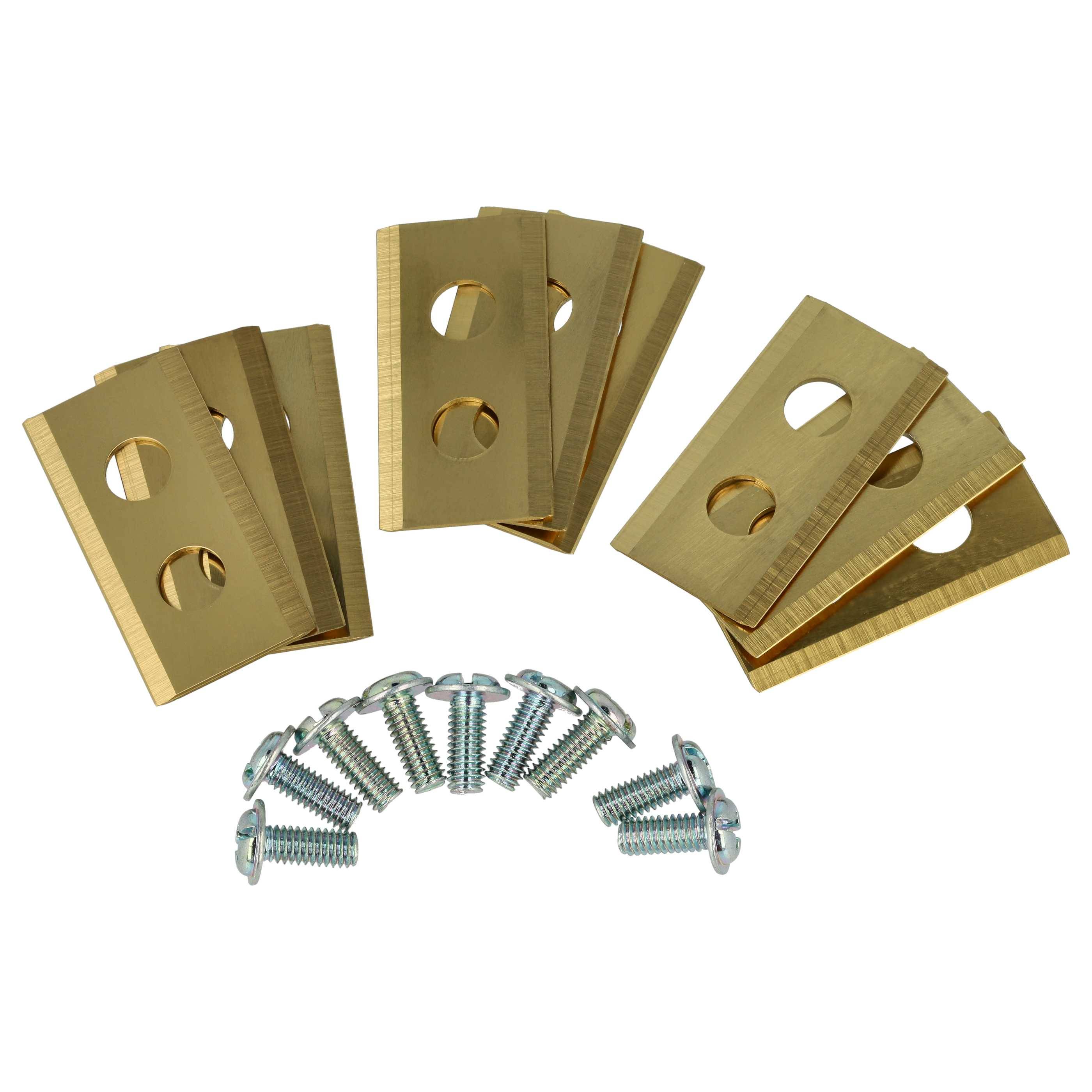 vhbw 9x Ersatz-Messer kompatibel mit Worx Landroid M 500B WG755E, M1000 WG791E.1 Rasenmäher - Ersatzklinge Gold, Stahl (Titanbeschichtung)
