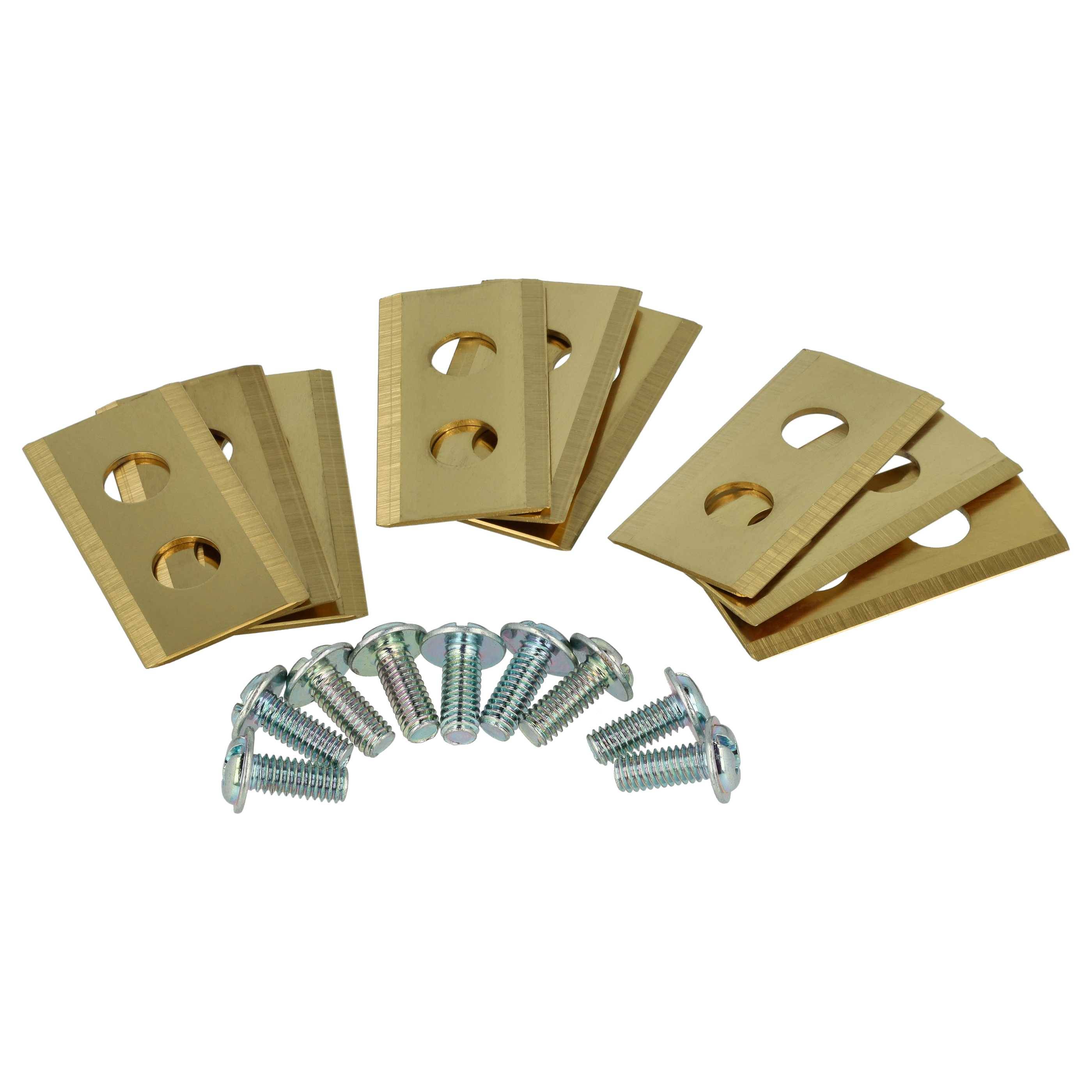 vhbw 9x Ersatz-Messer kompatibel mit Worx Landroid WA0176, WA0190, WG754E, WG791E Rasenmäher - Ersatzklinge Gold, Stahl (Titanbeschichtung)