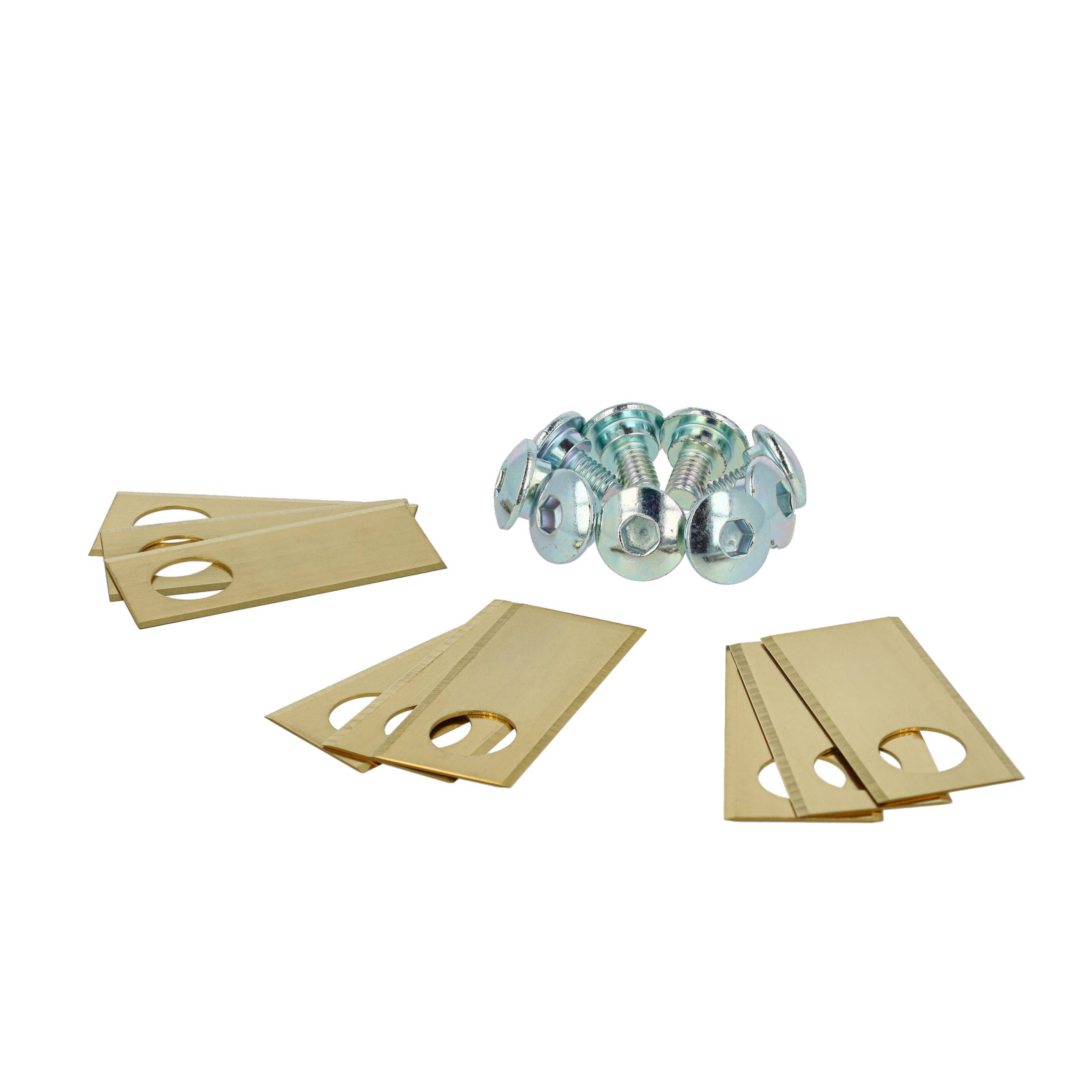 vhbw 9x Ersatz-Messer kompatibel mit Worx Landroid S500i WR105SI Rasenmäher - Ersatzklinge Silber Gold, Stahl (Titanbeschichtung)