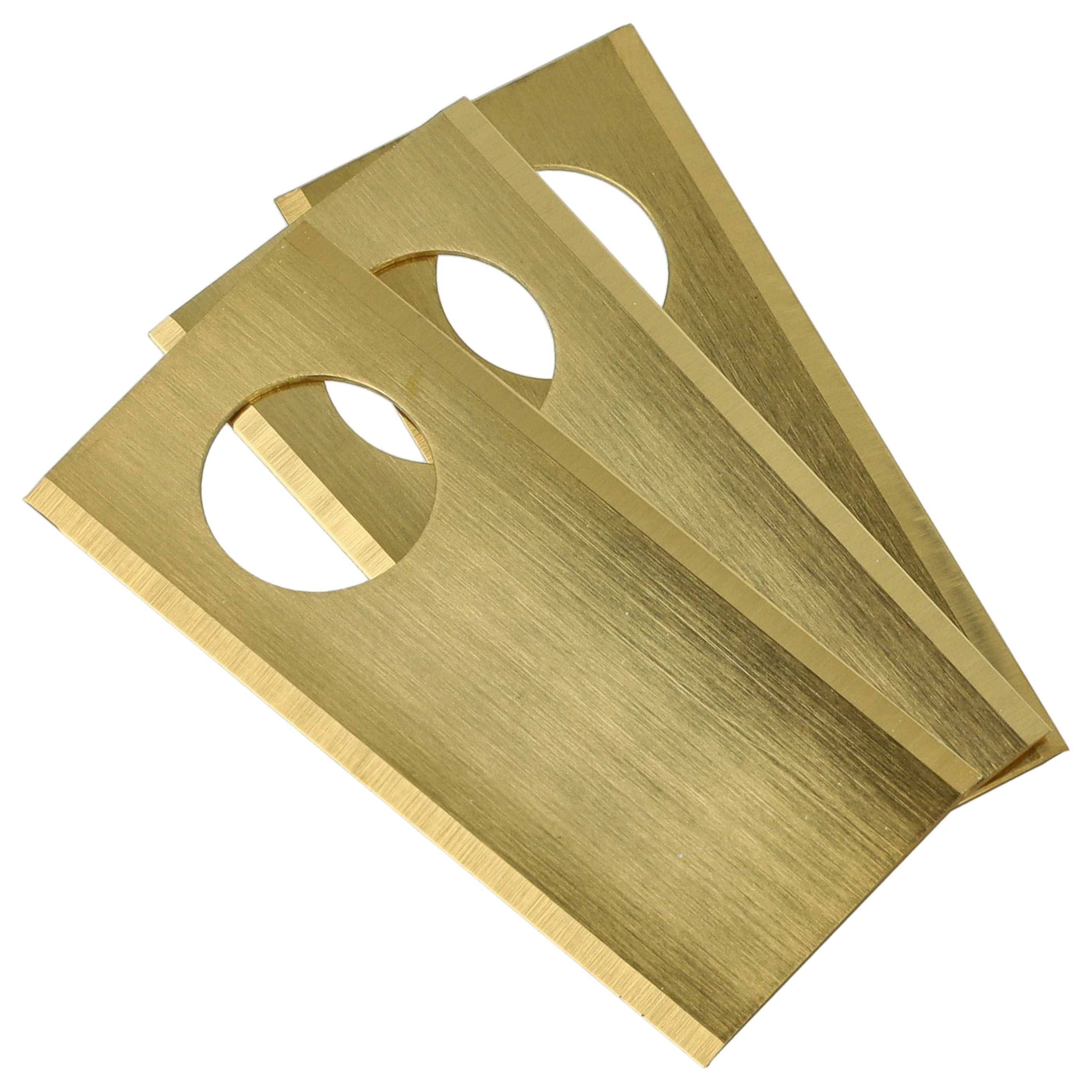 vhbw 9x Ersatz-Messer Ersatz für Worx WA0176 für Rasenmäher - Ersatzklinge Silber Gold, Stahl (Titanbeschichtung)