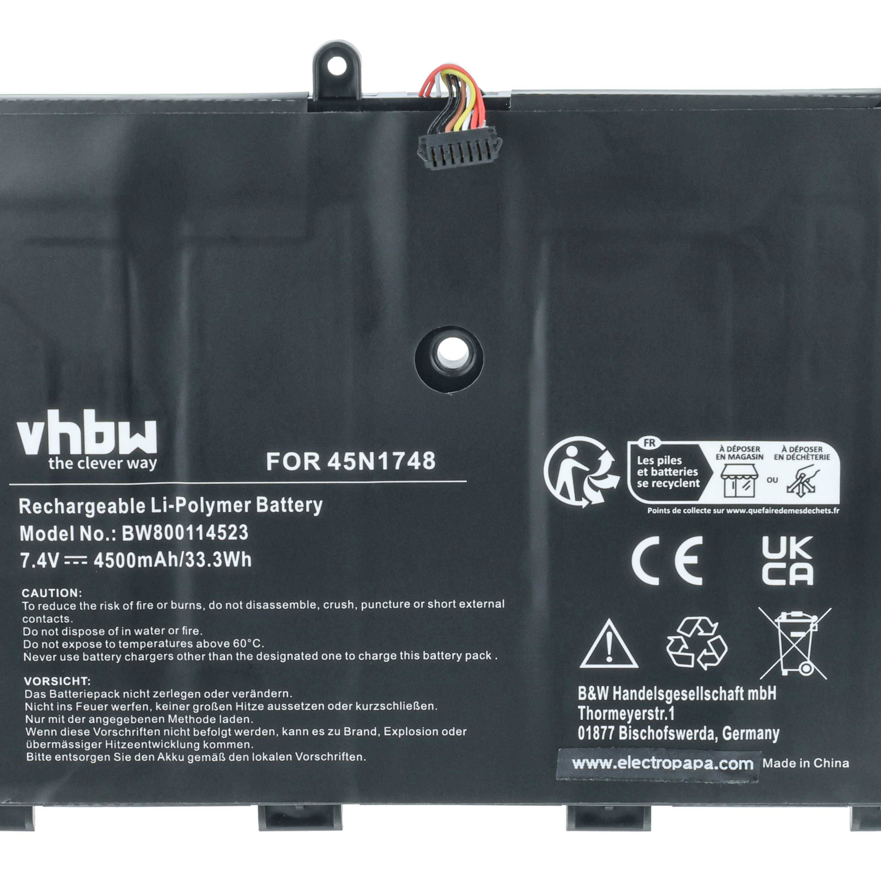 vhbw Akku kompatibel mit Lenovo ThinkPad 11e (20D9-90015AU), 11e (20D9-9001CAU) Notebook (4500 mAh, 7,4 V, Li-Polymer)