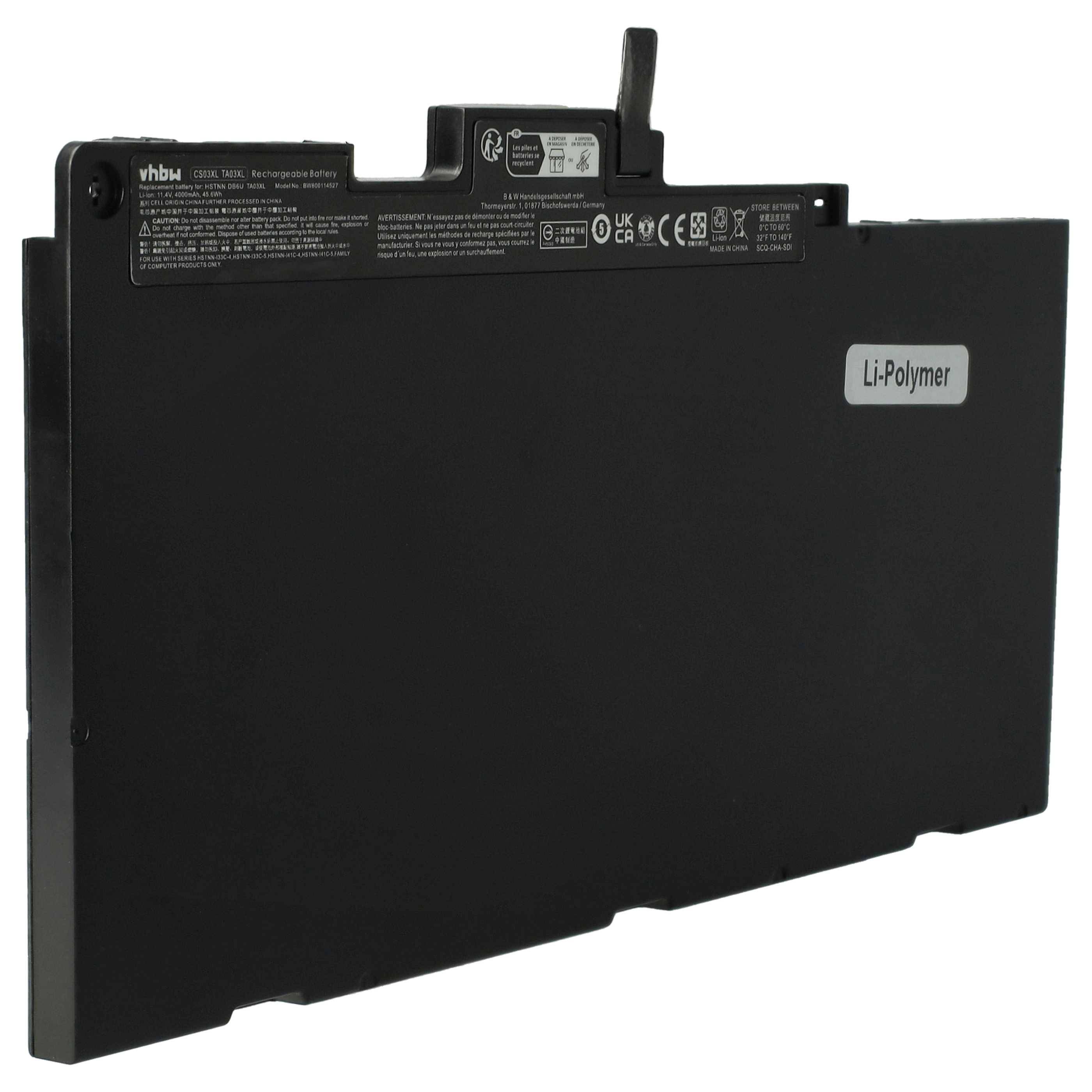 vhbw Akku kompatibel mit HP EliteBook 840 G4Z2V68ET, 840 G4-Z2V68EA, 840 G4Z2V68EA Notebook (4000 mAh, 11,4 V, Li-Polymer)
