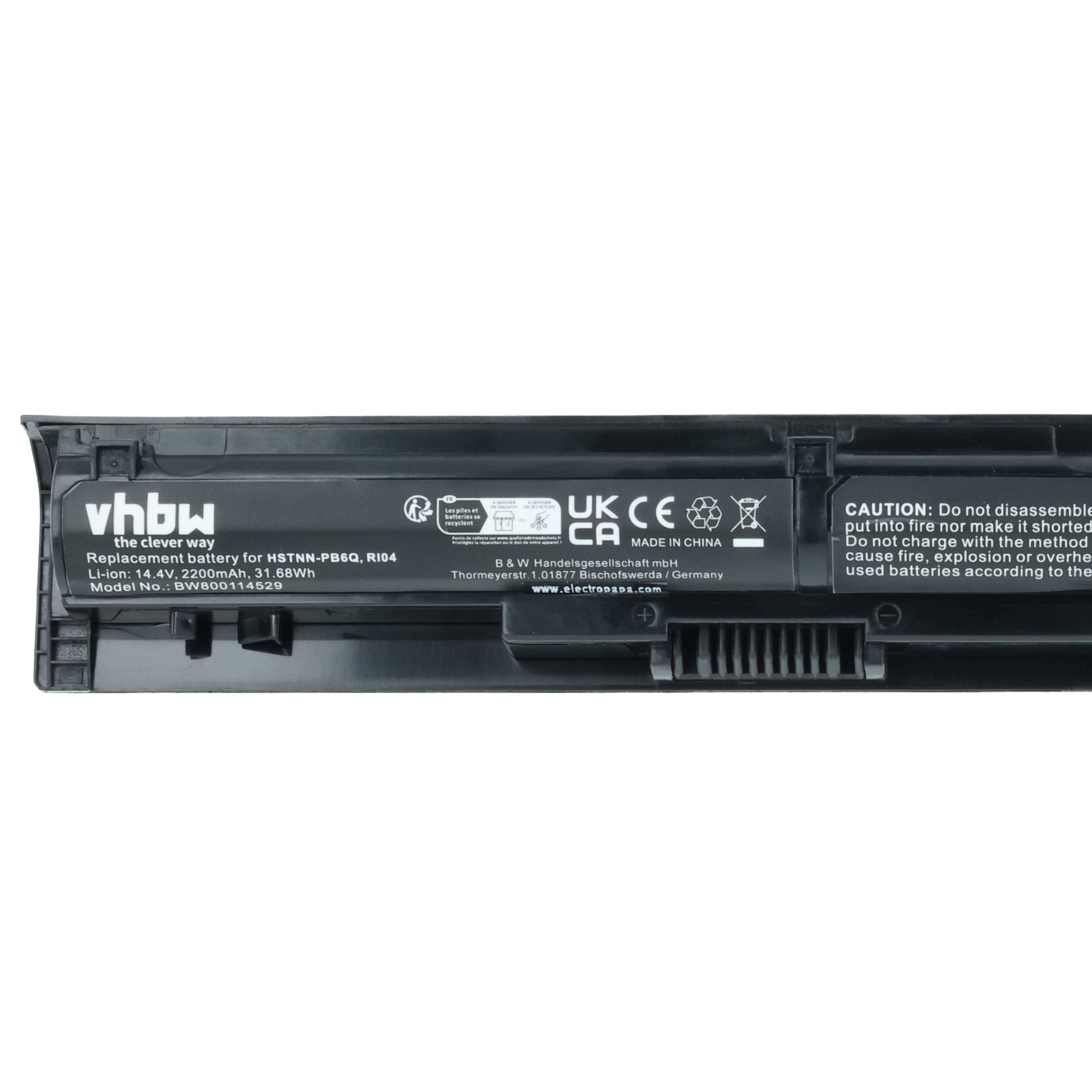 vhbw Akku Ersatz für HP HSTNN-Q94C, HSTNN-PB6Q, HSTNN-Q97C, HSTNN-Q95C, P3G15AA für Notebook (2200 mAh, 14,4 V, Li-Ion)