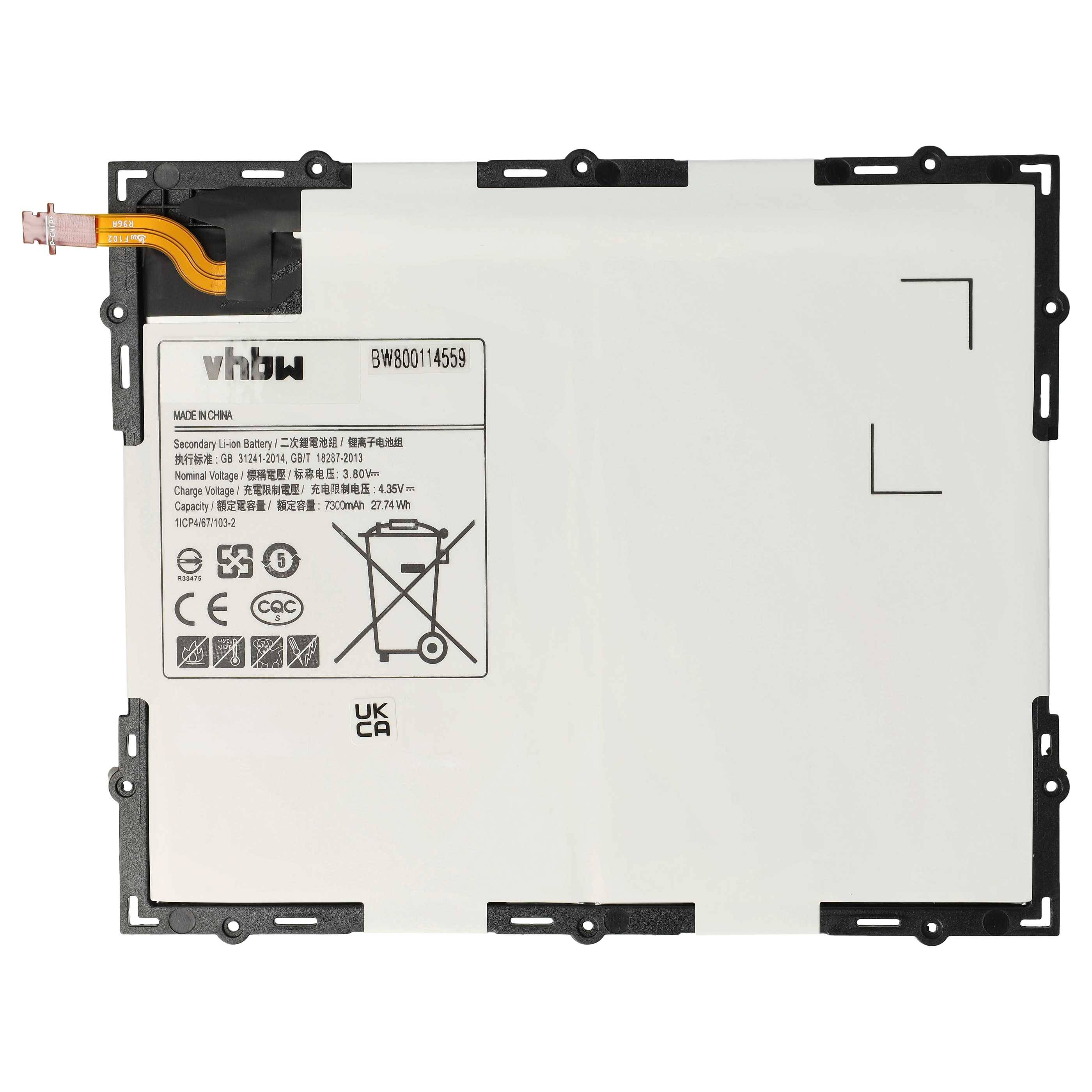 vhbw Akku kompatibel mit Samsung Galaxy Tab A 10.1 2016 TD-LTE, A 10.1 2016 WiFi, E 10.1, SM-P580 Tablet Pad (7300 mAh, 3,8 V, Li-Polymer)