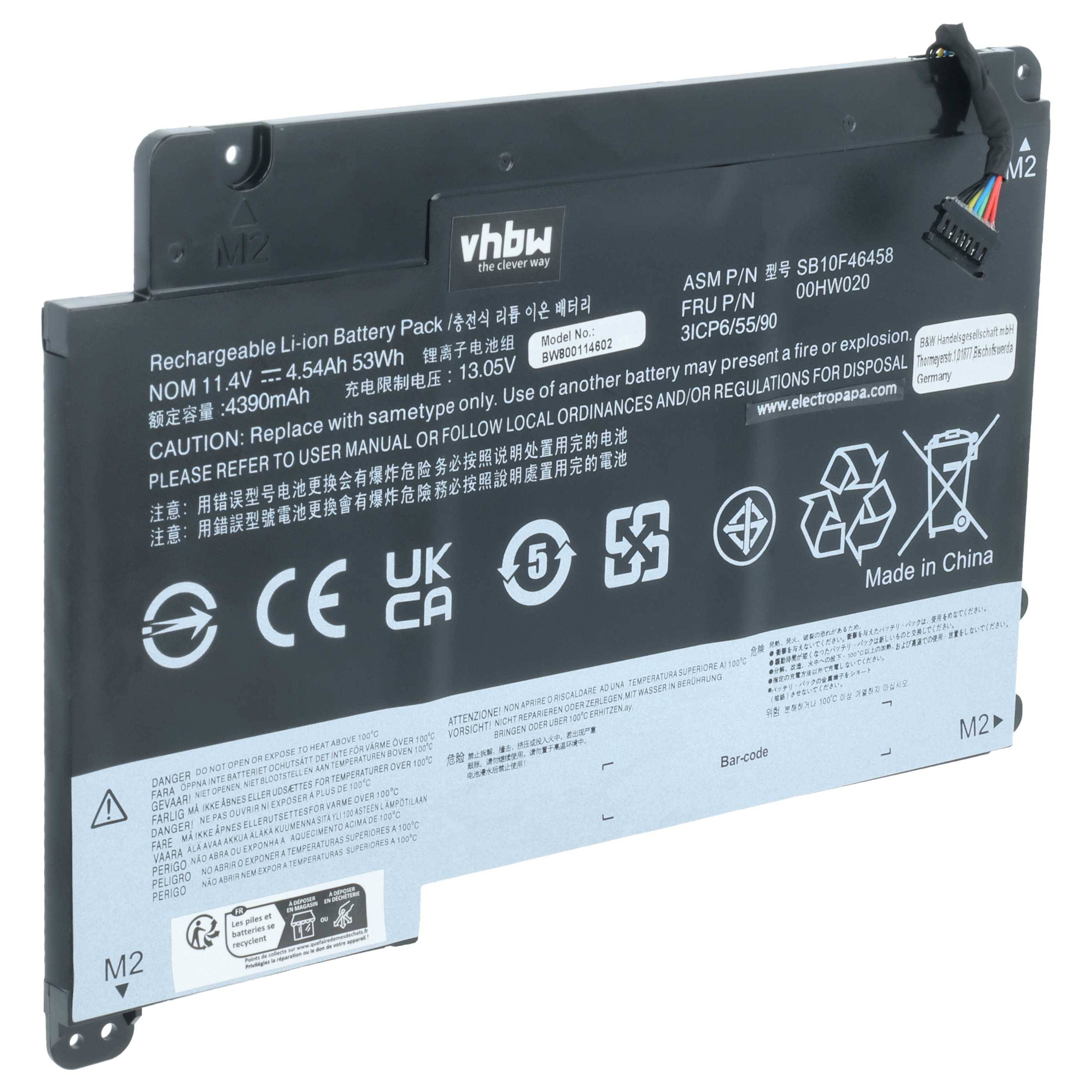 vhbw Akku kompatibel mit Lenovo ThinkPad Yoga 460 20ELS03A00, 460 20ELS03U00 Notebook (4200mAh, 11,4V, Li-Polymer)