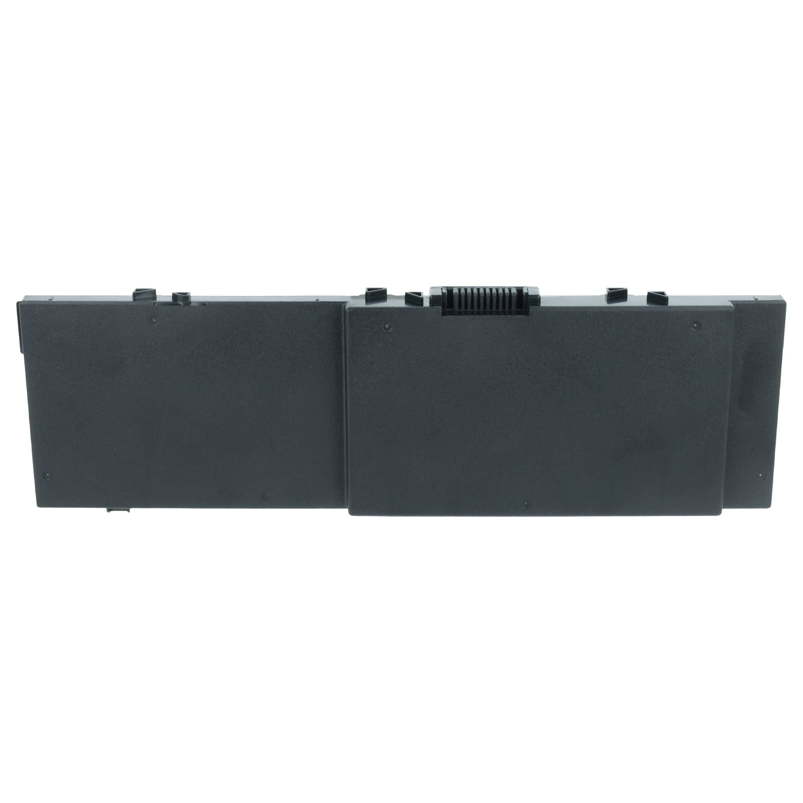 Ein rechteckiger schwarzer Batteriebehälter mit Rillen und Anschlüssen auf seiner Oberfläche, der zum Stromversorgen elektronischer Geräte verwendet wird.