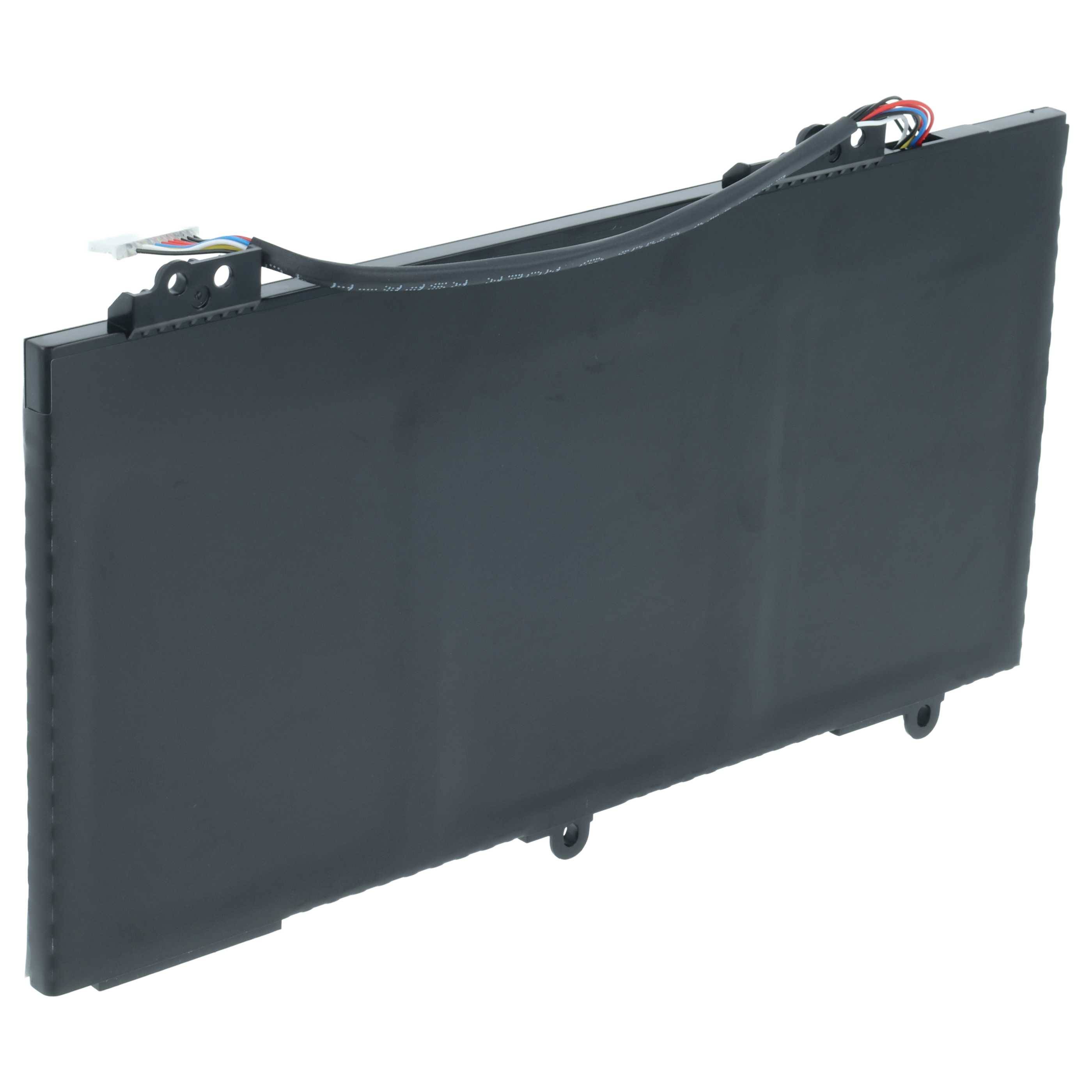 Eine dünne, rechteckige Lithium-Ionen-Batterie mit Drähten, die oben angeschlossen sind, und die für elektronische Geräte verwendet wird.