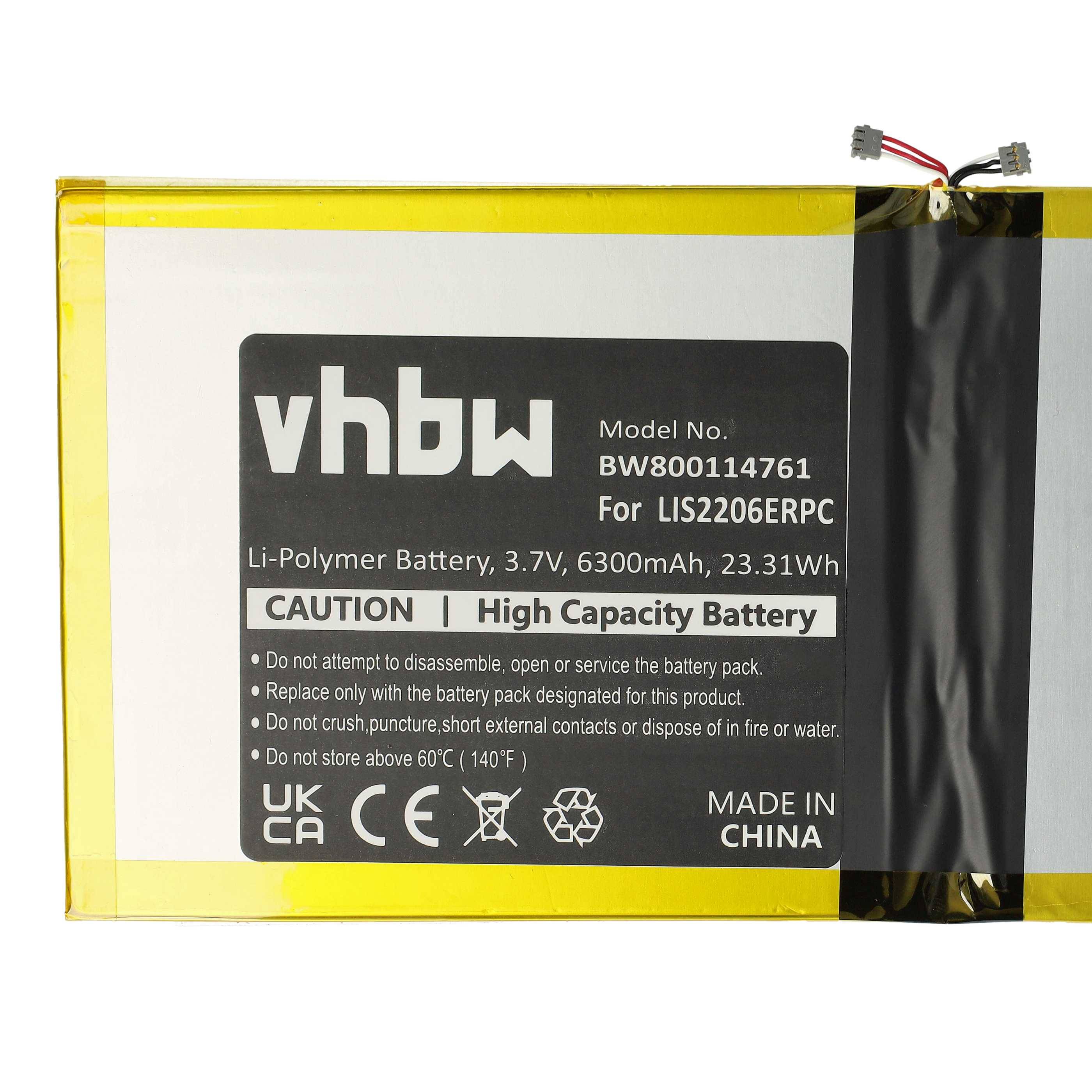 Eine Lithium-Polymer-Batterie mit Markenlogo, Modellnummer BW800114761, 3,7V, 6300mAh, 23,31Wh. Text 