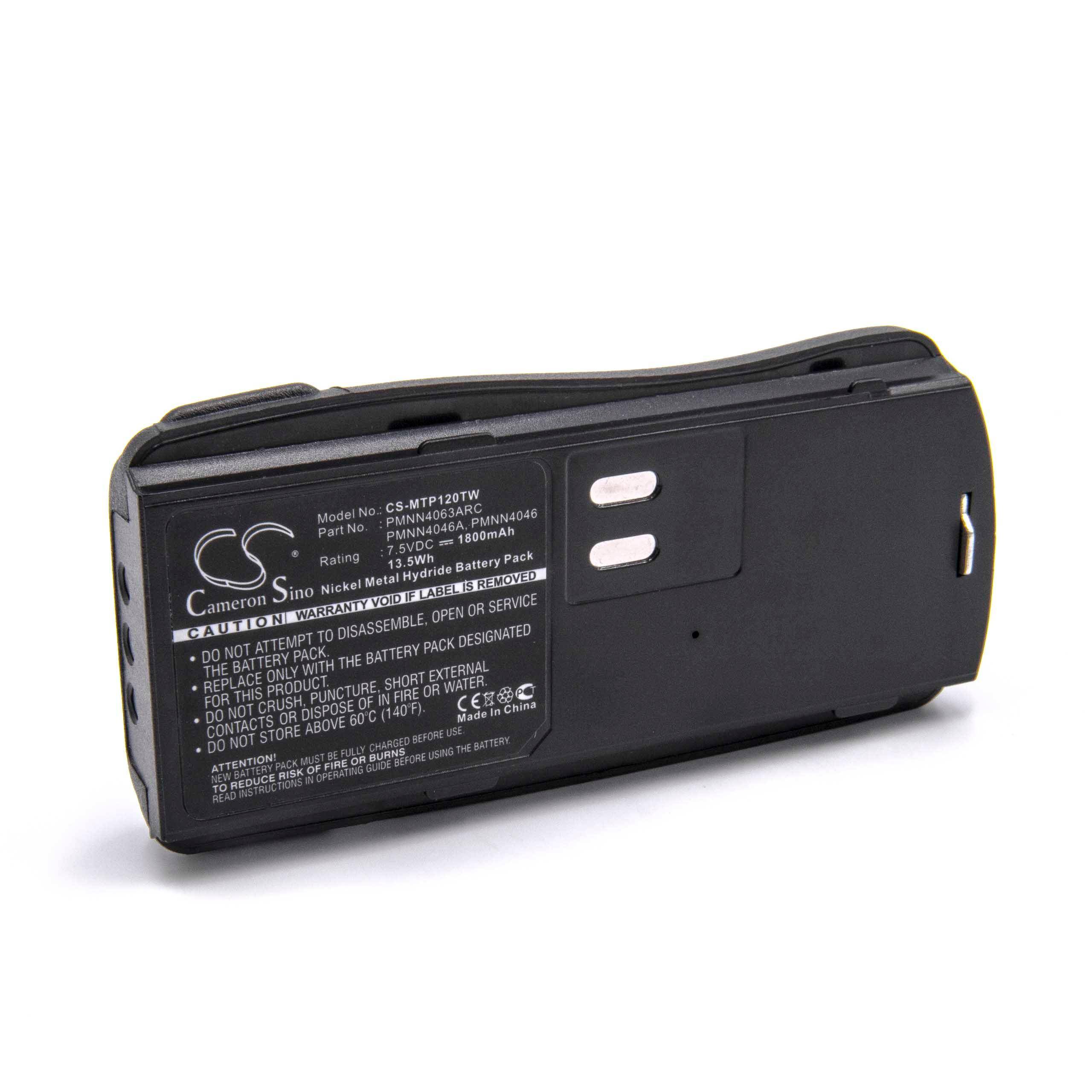 vhbw Akku Ersatz für Motorola PMNN4046, PMNN4046A, PMNN4063AR, PMNN4063ARC, PMNN4046R für Funkgerät, Walkie Talkie (1800 mAh, 7,5 V, NiMH)