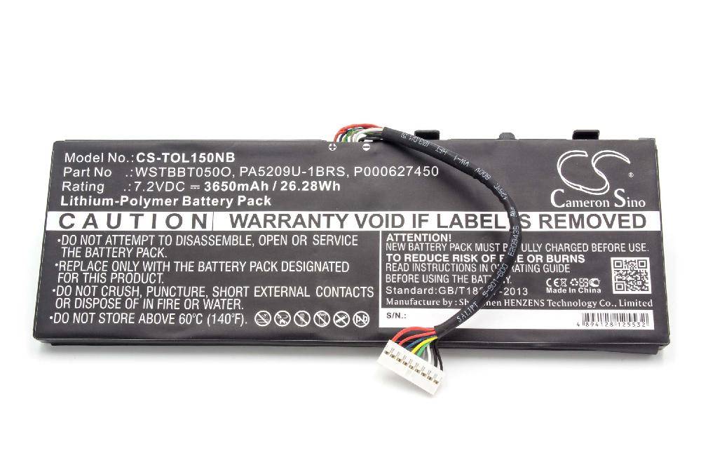vhbw Akku Ersatz für Toshiba WSTBBT050O, PA5209U-1BRS, P000627450 für Notebook (3650 mAh, 7,2 V, Li-Polymer)