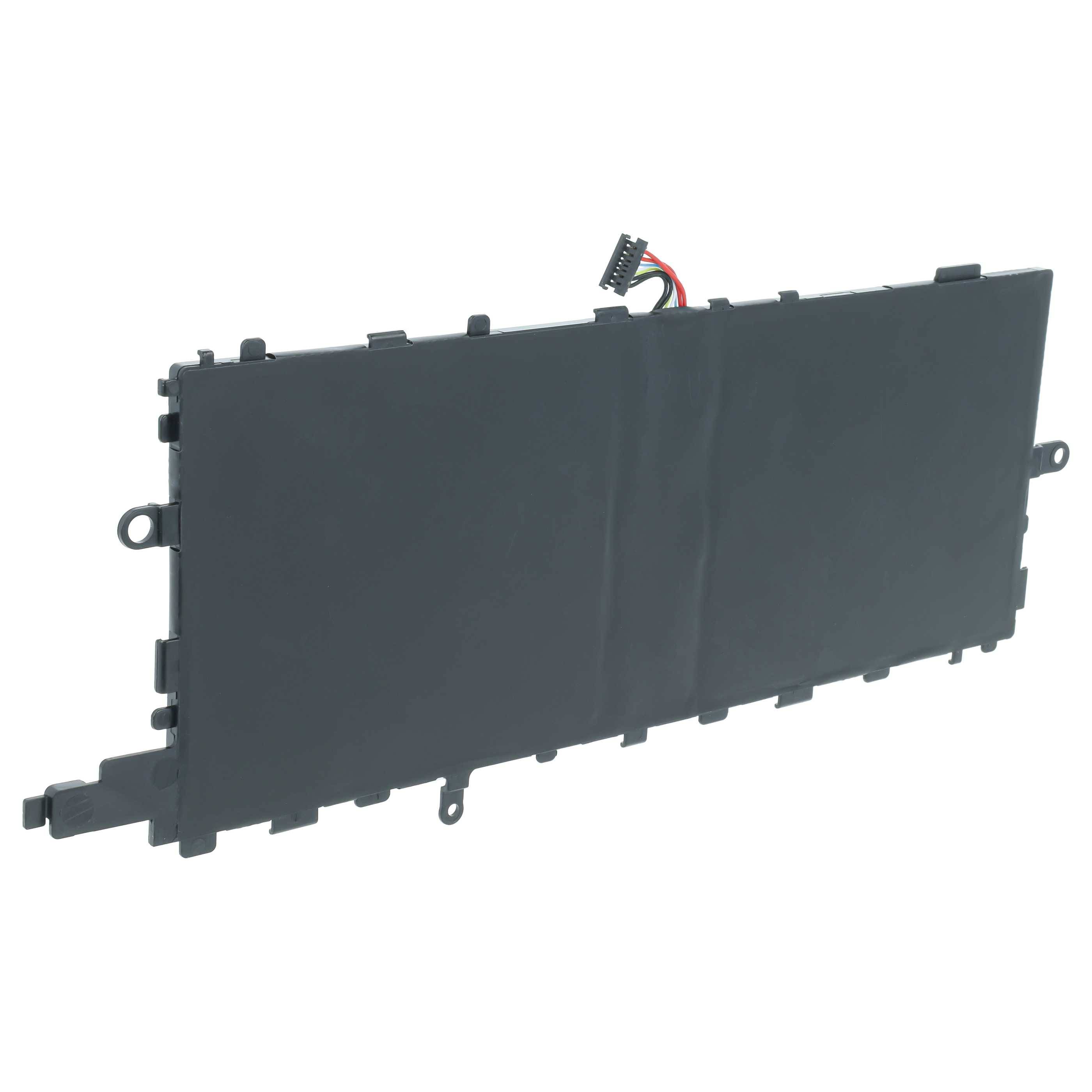 Schwarzes rechteckiges Laptop-Akkupack mit Anschluss und Befestigungslaschen auf weißem Hintergrund.