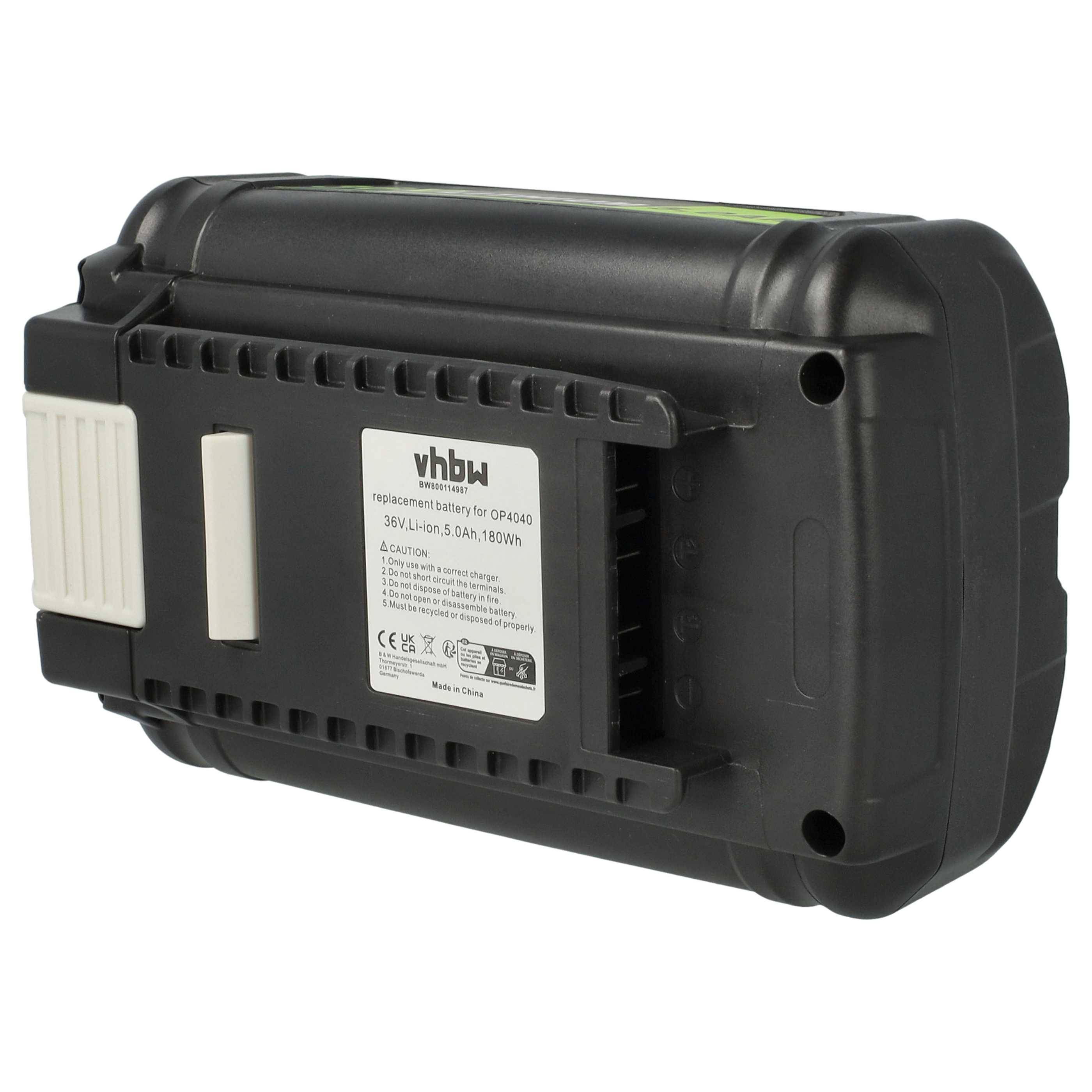 vhbw 1x Akku kompatibel mit Ryobi RY40510, RY40500A, RY40460, RY40450, RY40500, RY40502A, RY40511 Werkzeug (5000 mAh, Li-Ion, 36 V)