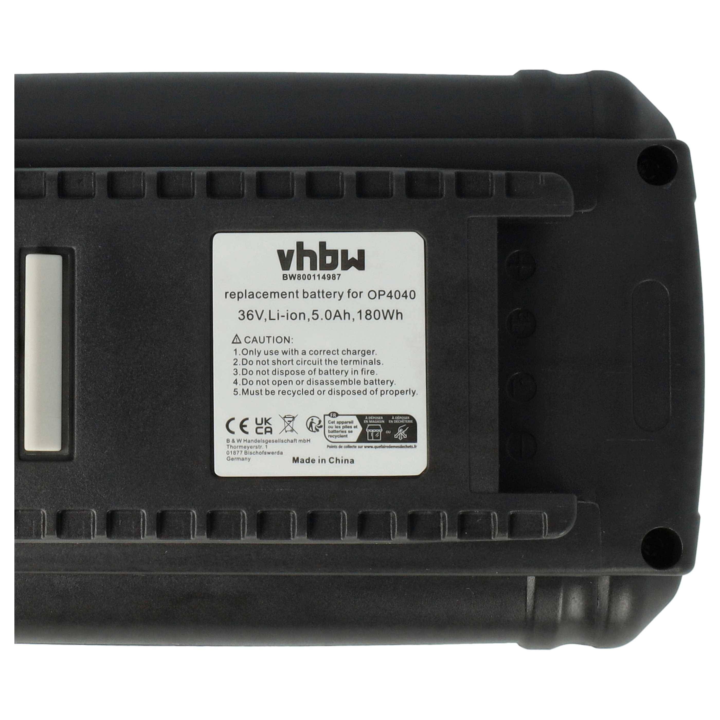 vhbw 1x Akku kompatibel mit Ryobi RY40250, RY40220, RY40202, RY40204, RY40402, RY40400, RY40210 Werkzeug (5000 mAh, Li-Ion, 36 V)