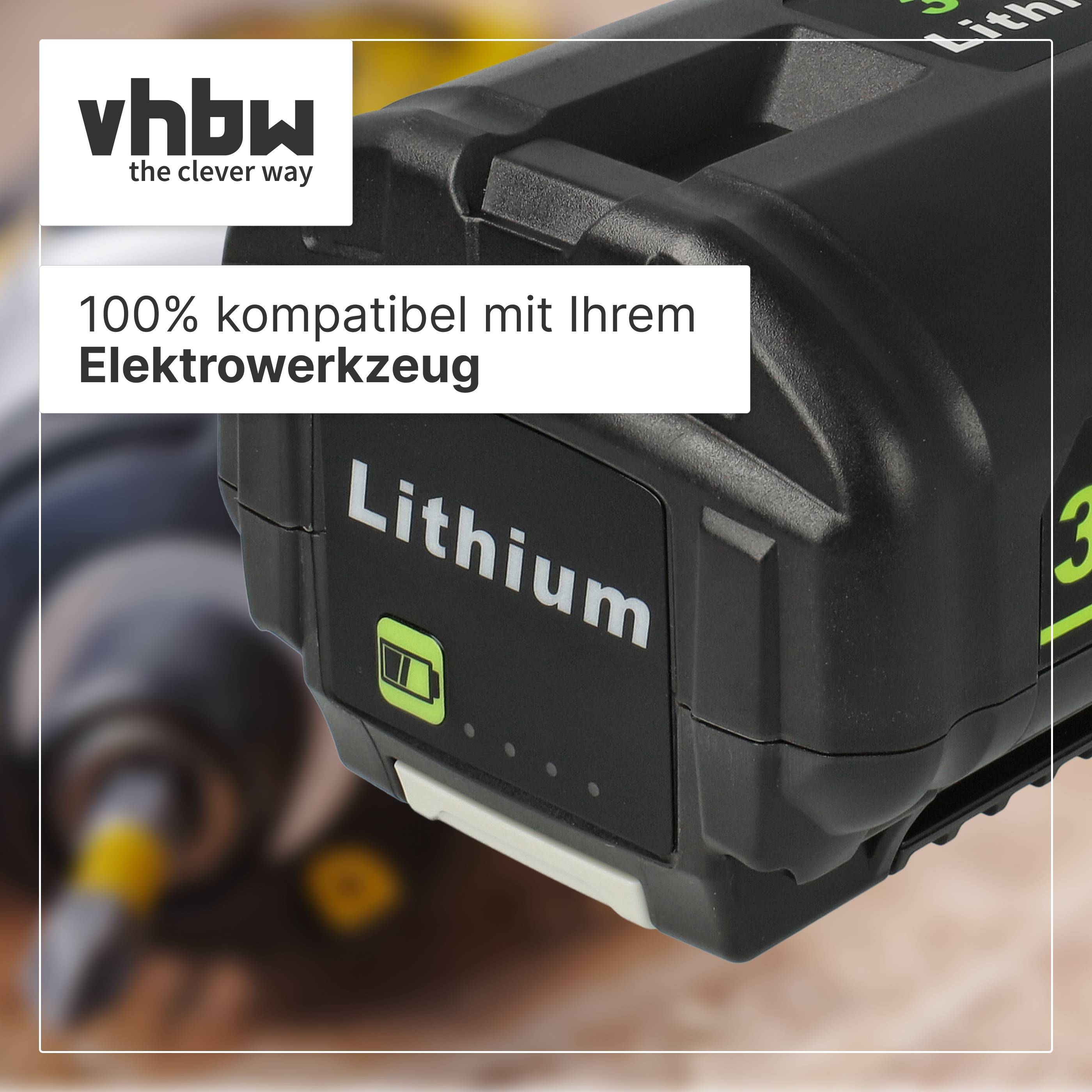 vhbw 1x Akku kompatibel mit Ryobi RY40402A, RY40403, RY40403A, RY40411, RY40410, RY40440, RY40430 Werkzeug (5000 mAh, Li-Ion, 36 V)