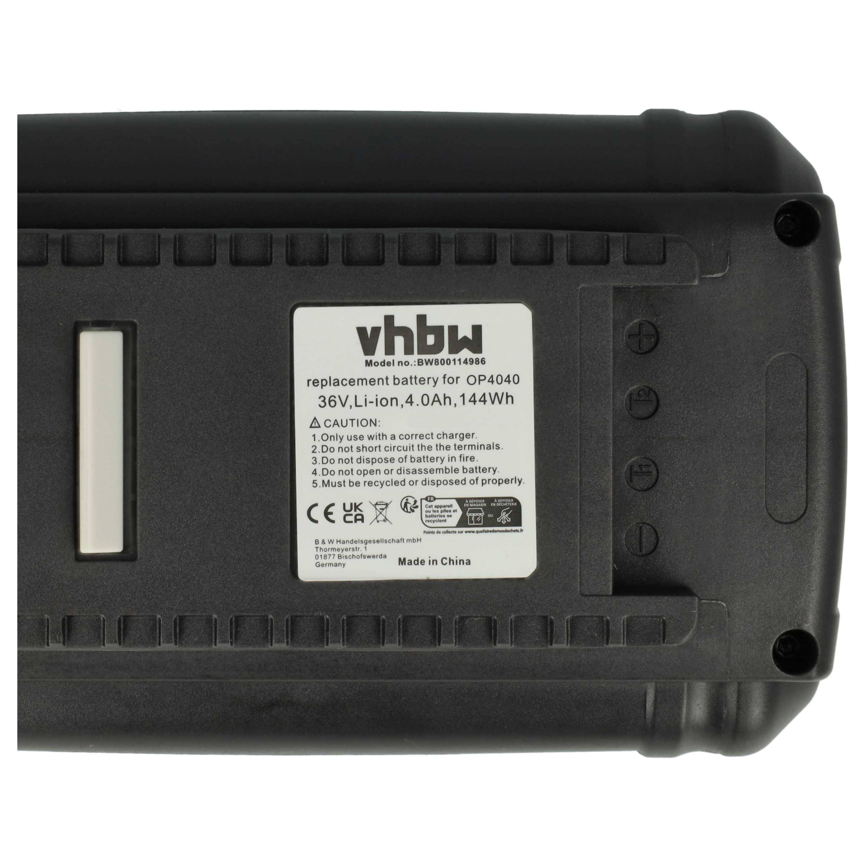 vhbw 2x Akku Ersatz für Ryobi OP40601, OP40602 für Werkzeug (4000 mAh, Li-Ion, 36 V)