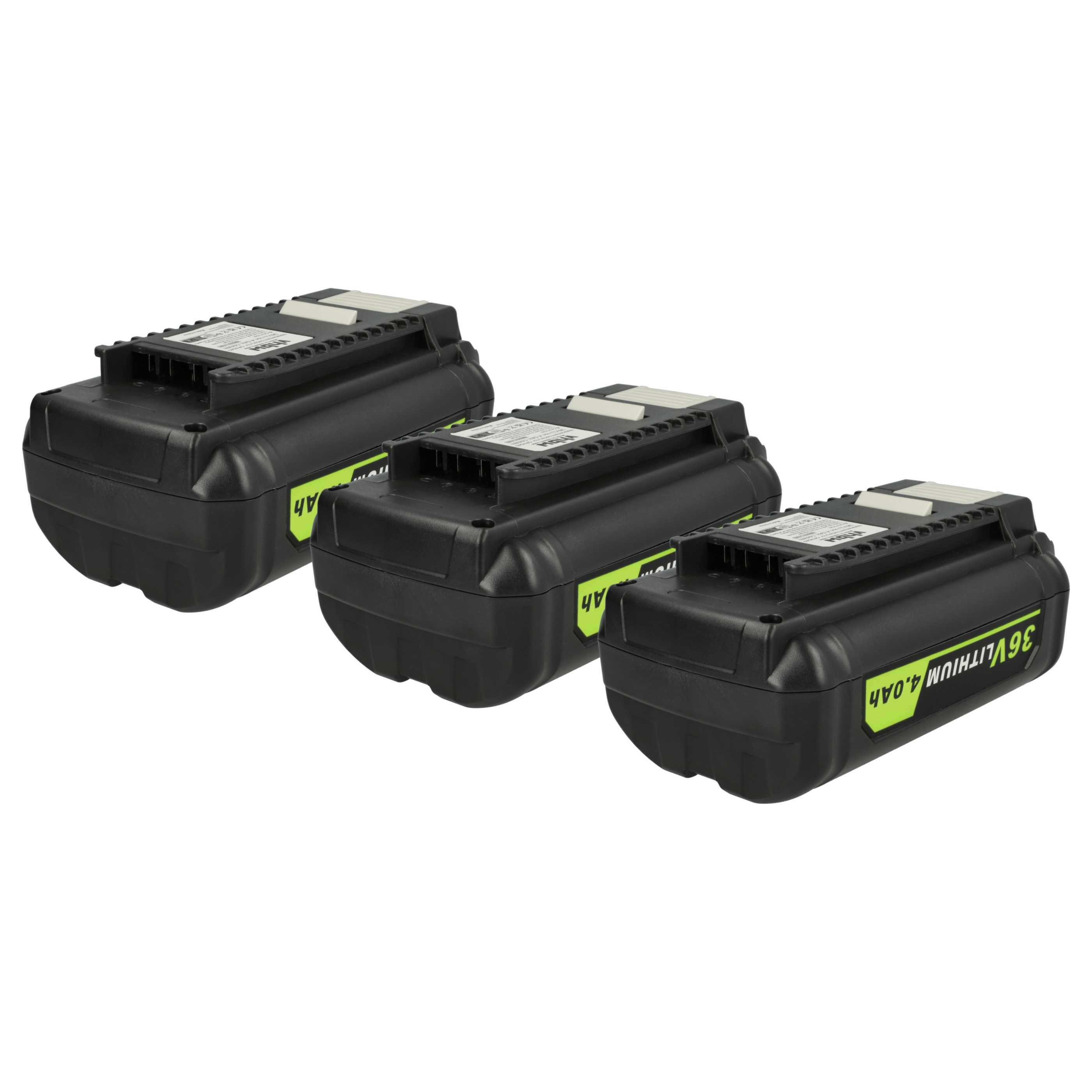 vhbw 3x Akku kompatibel mit Ryobi RY40510, RY40500A, RY40460, RY40450, RY40500, RY40502A, RY40511 Werkzeug (4000 mAh, Li-Ion, 36 V)