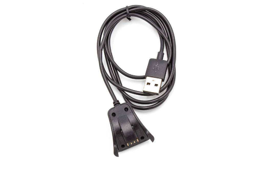 vhbw USB Ladekabel kompatibel mit TomTom Runner 2, 3, 2 Music, 2 Cardio, 2 Cardio + Music Smartwatch Fitnesstracker - Dockingstation Schwarz, 97 cm