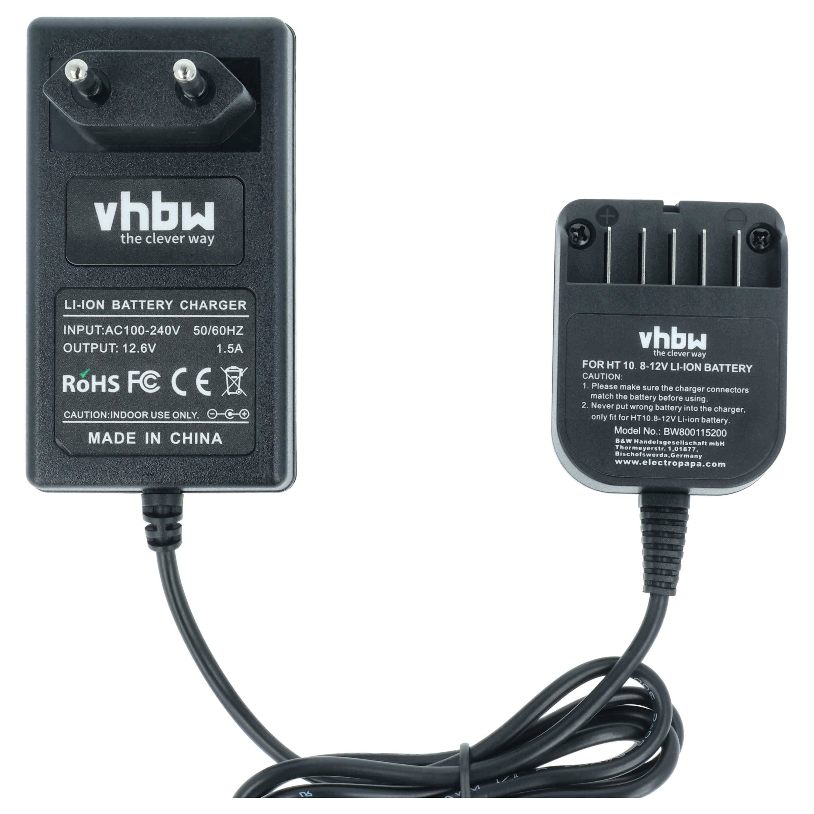 vhbw Ladegerät kompatibel mit Hitachi / HiKOKI UR 10, UR 10DL, WH10DCL, WH 10DCL, WH10DFL, WH10DFL2, WH 10DL Werkzeug Akkus